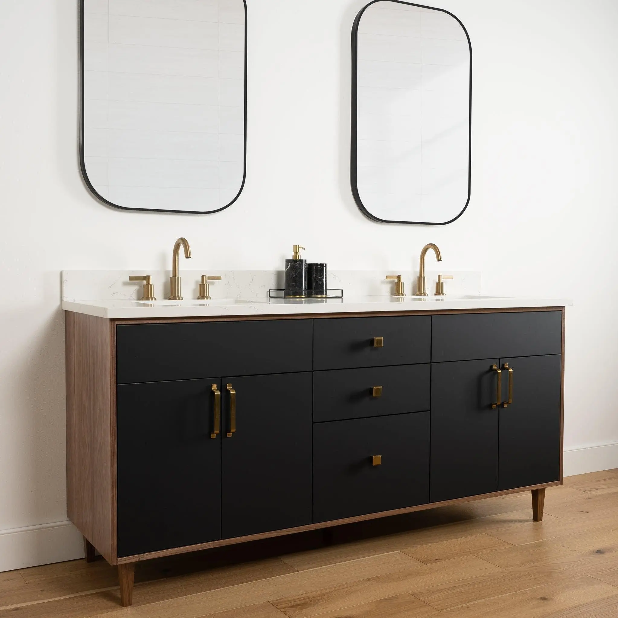 Sidney 72" Matte Black Bathroom Vanity, Double Sink - Image 9