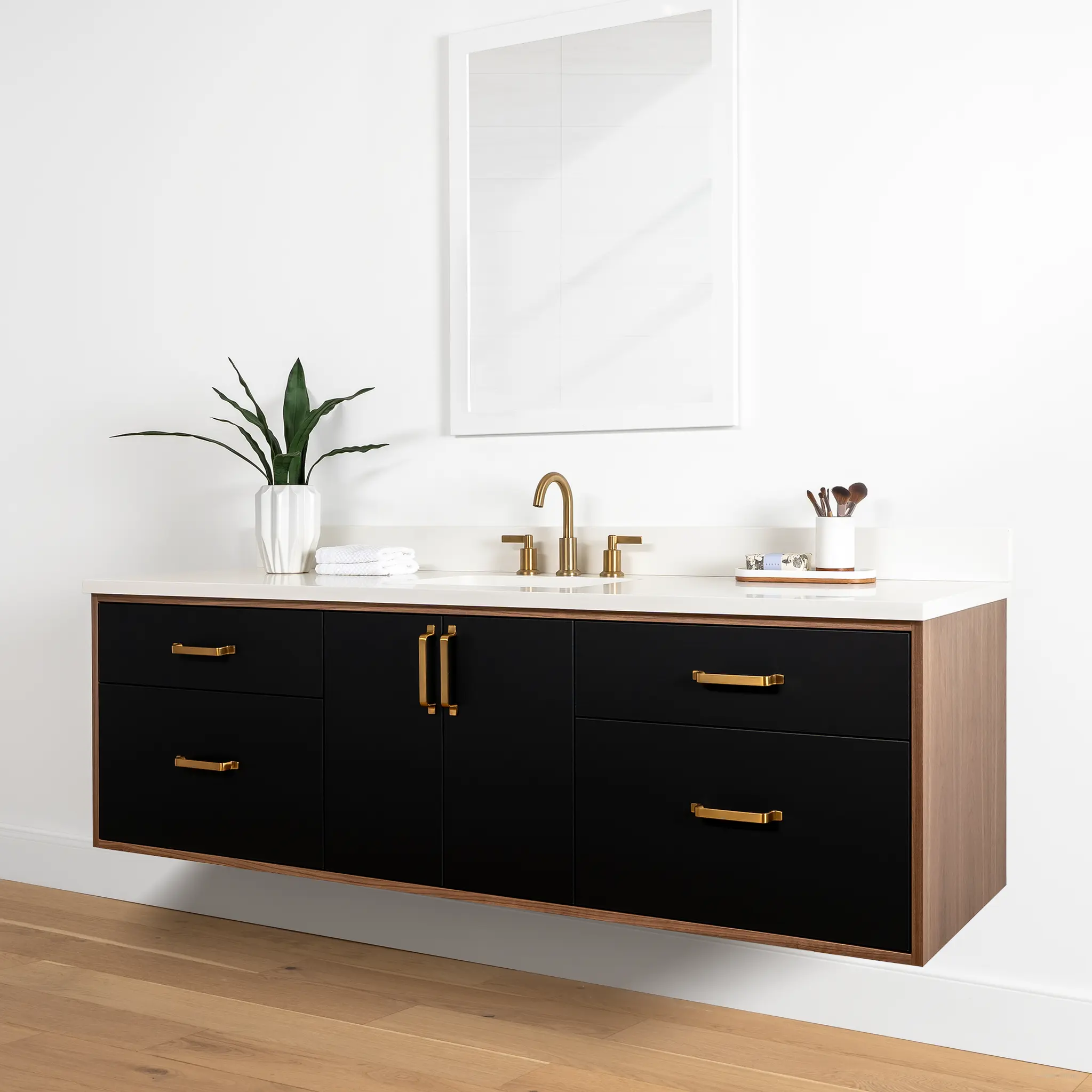 Sidney 72" Wall Mount Matte Black Bathroom Vanity - Image 7