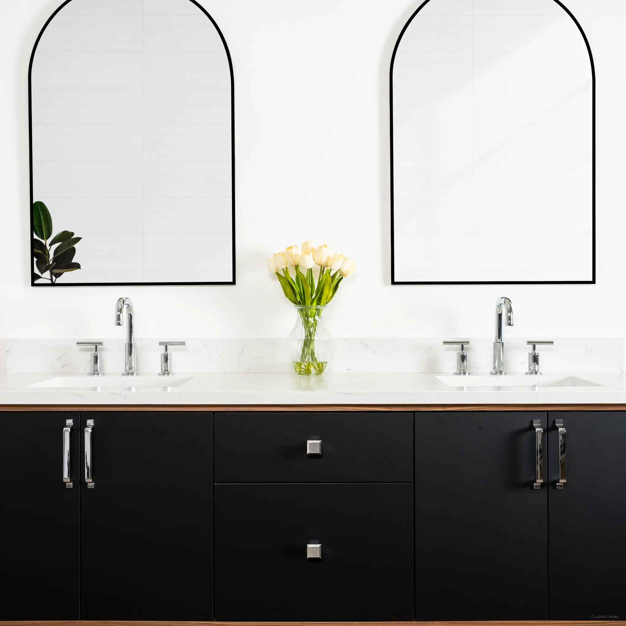 Sidney 72" Wall Mount Matte Black Bathroom Vanity, Double Sink - Image 8