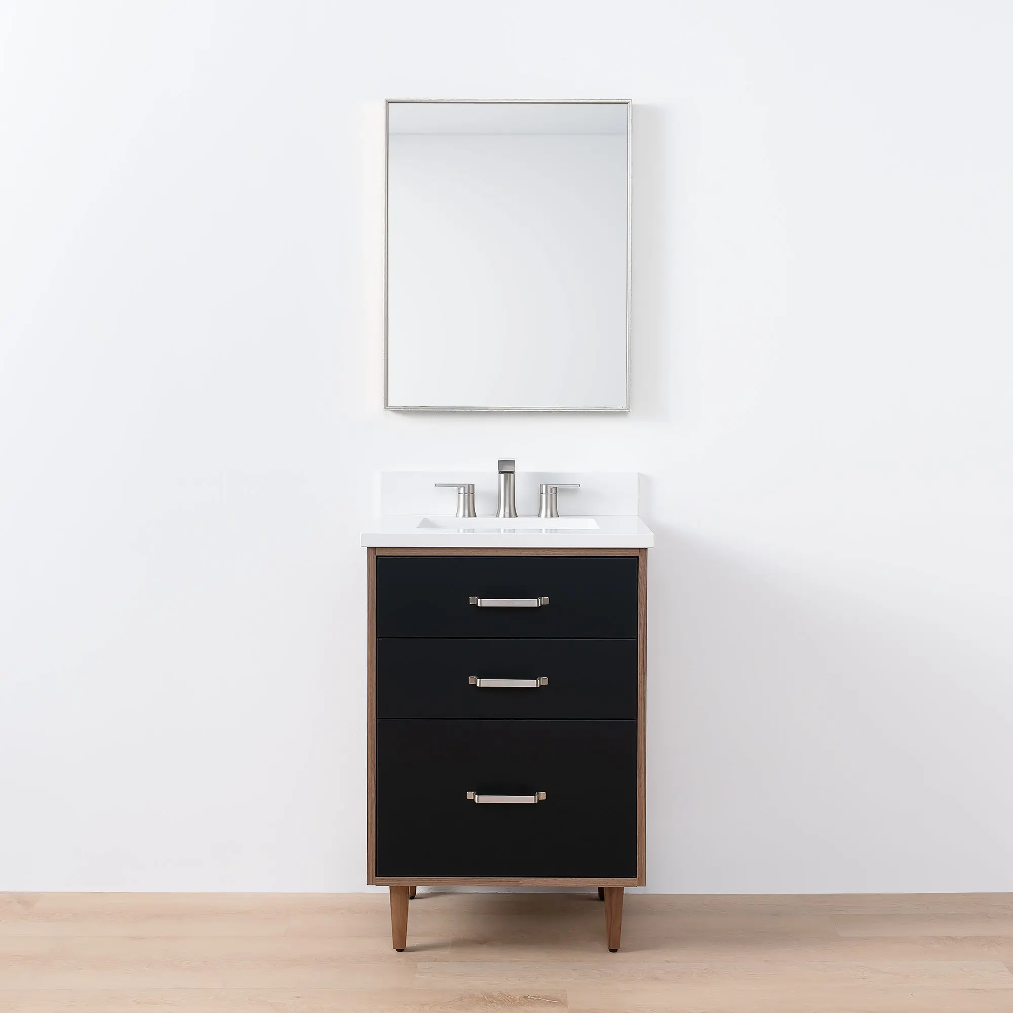Sidney SLIM 24" Matte Black Bathroom Vanity - All Drawers - Image 17