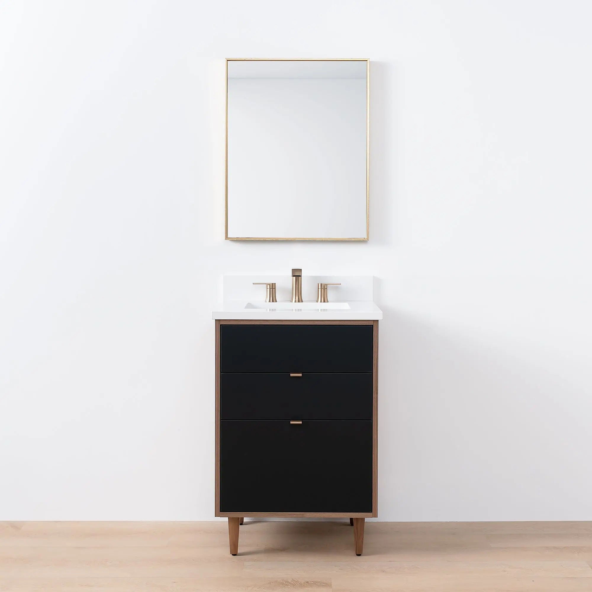 Sidney SLIM 24" Matte Black Bathroom Vanity - All Drawers - Image 18