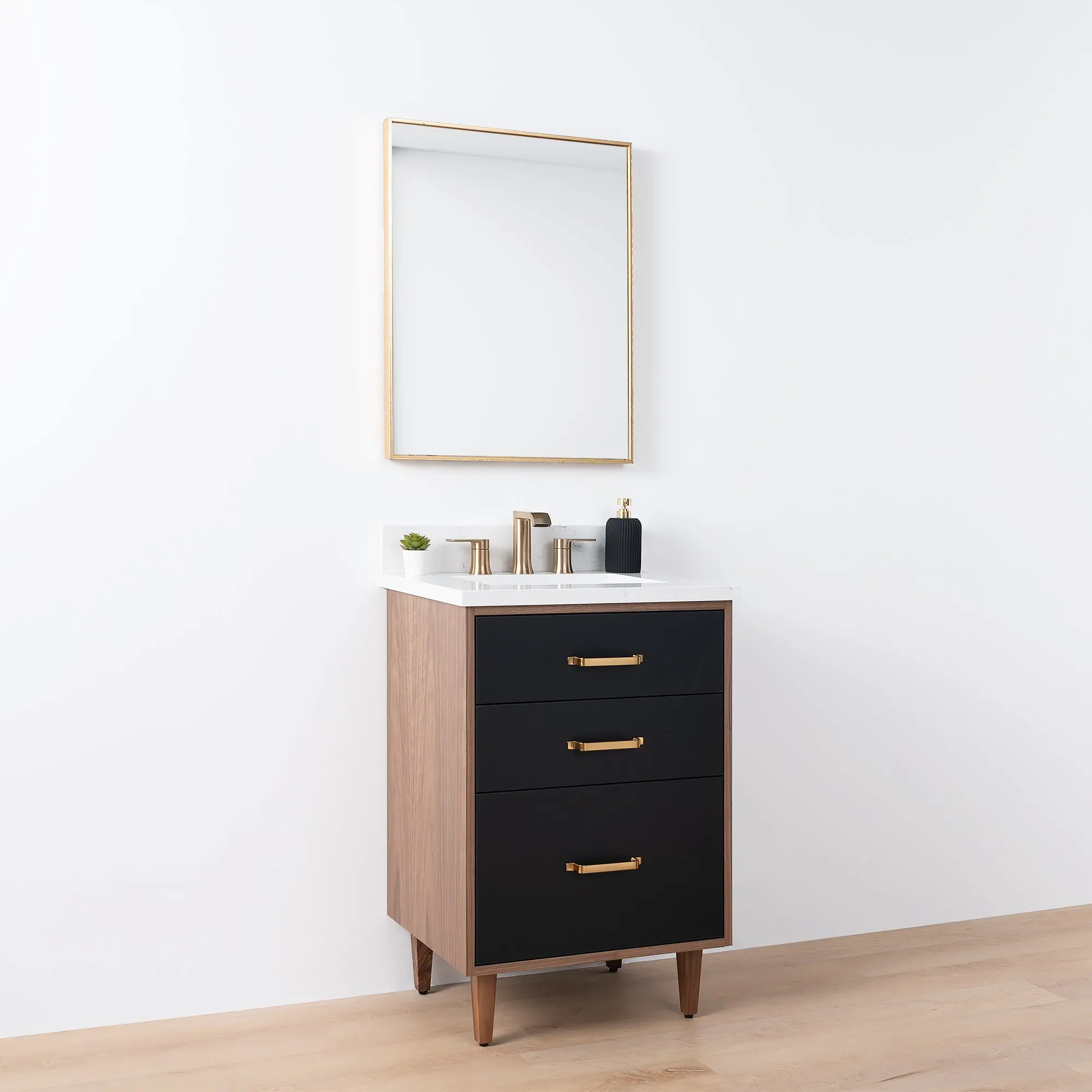 Sidney SLIM 24" Matte Black Bathroom Vanity - All Drawers - Image 4