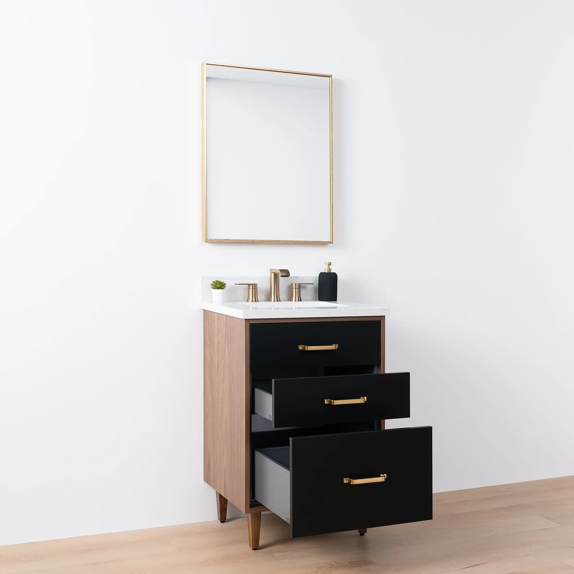 Sidney SLIM 24" Matte Black Bathroom Vanity - All Drawers - Image 5