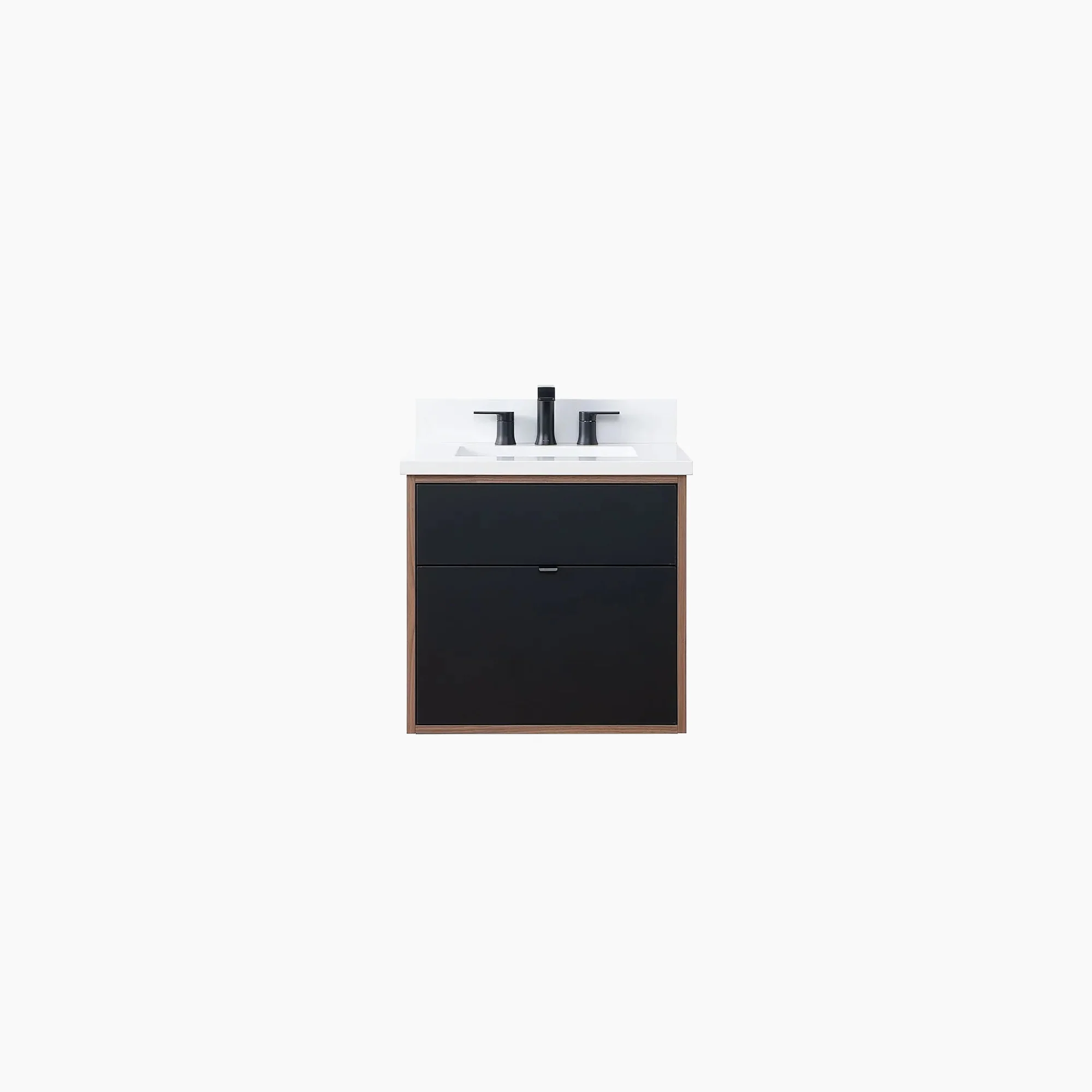 Sidney SLIM 24" Wall Mount Matte Black Bathroom Vanity - All Drawers