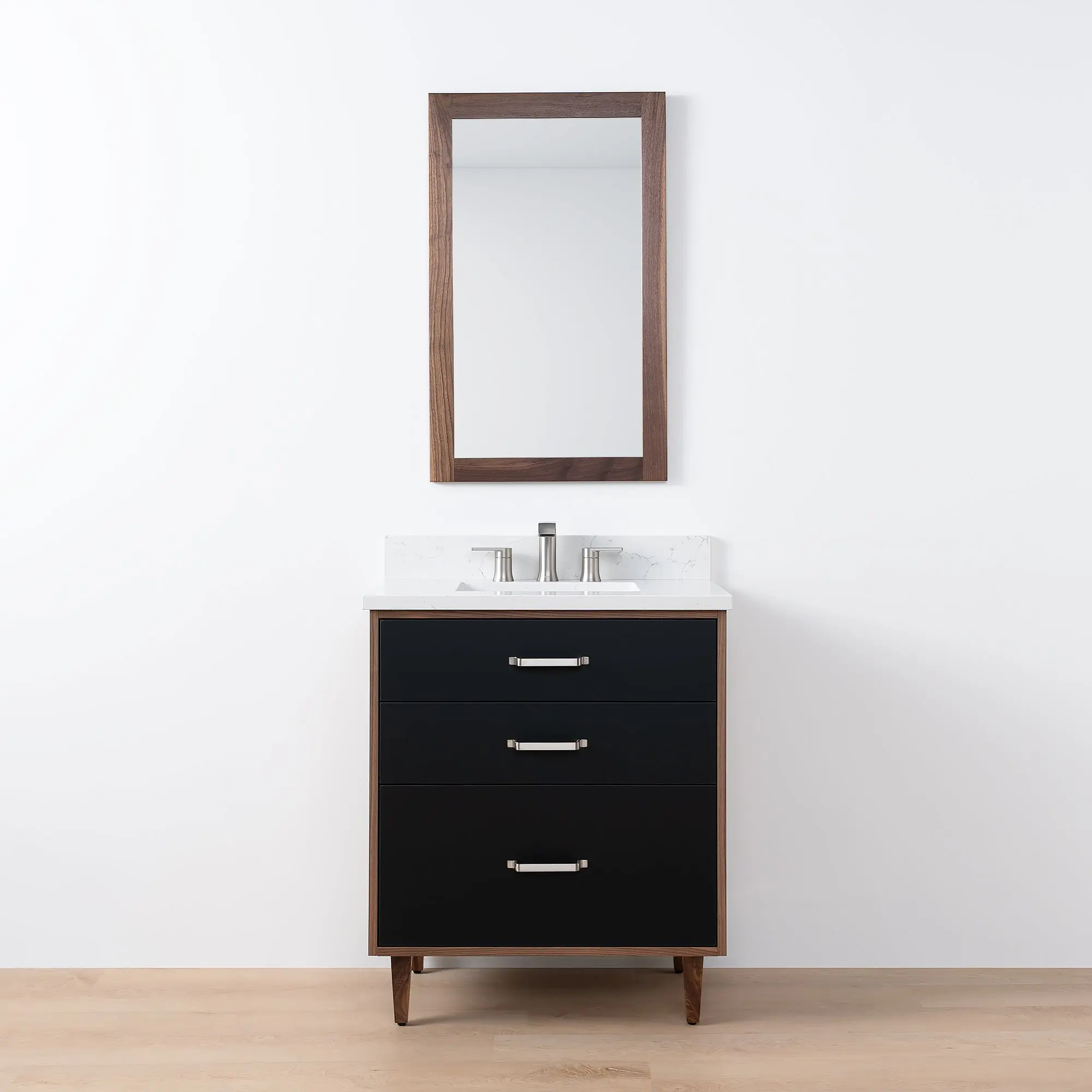 Sidney SLIM 30" Matte Black Bathroom Vanity - All Drawers - Image 16
