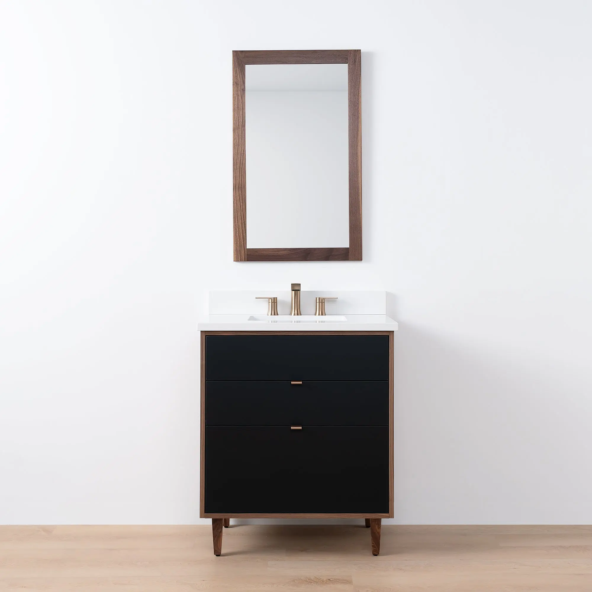 Sidney SLIM 30" Matte Black Bathroom Vanity - All Drawers - Image 17