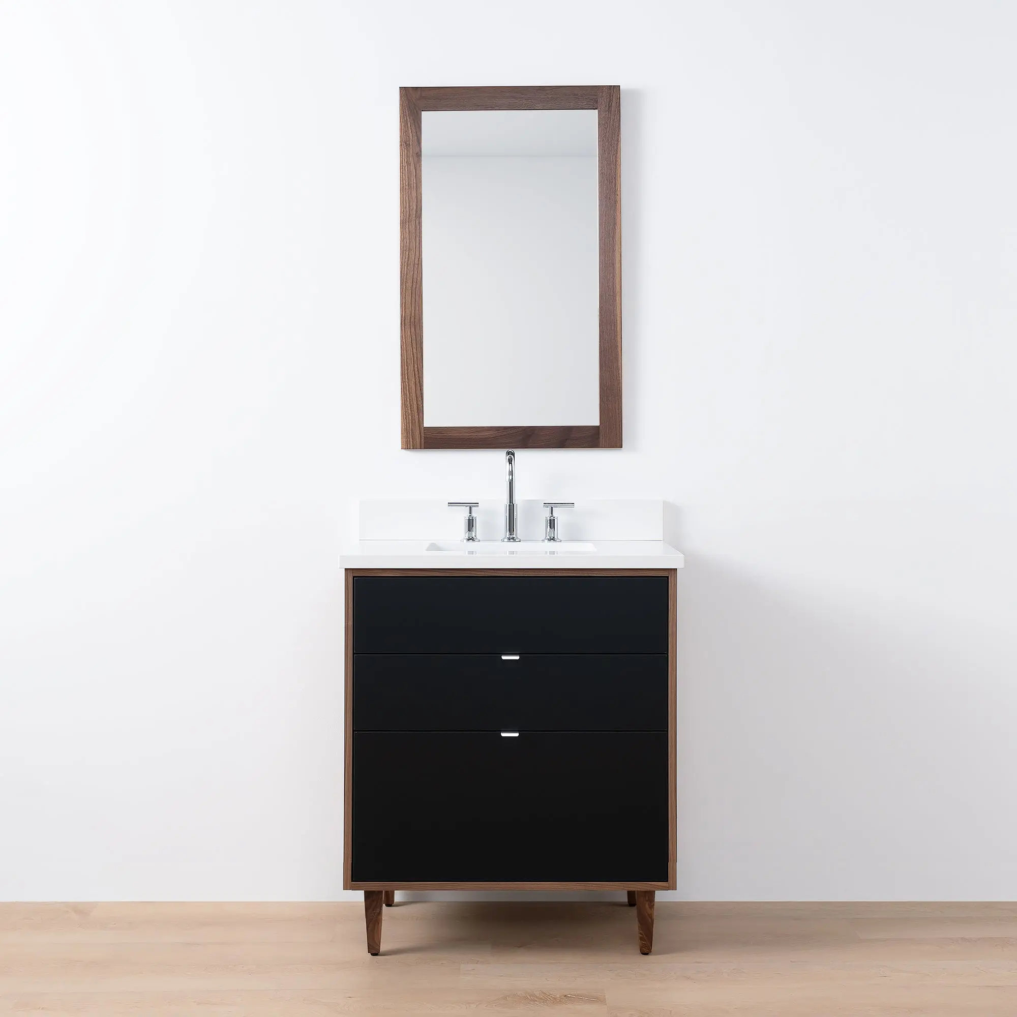 Sidney SLIM 30" Matte Black Bathroom Vanity - All Drawers - Image 18