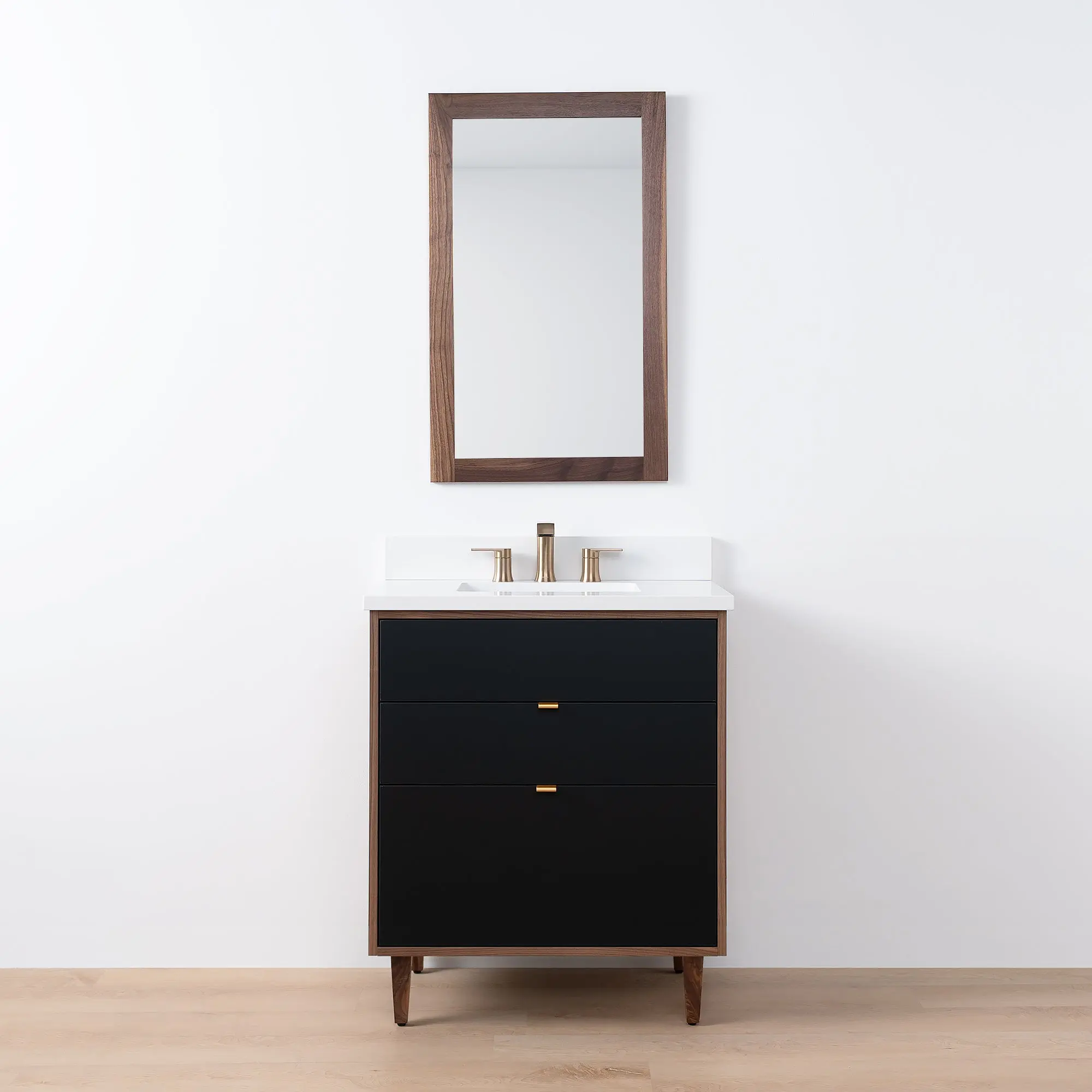 Sidney SLIM 30" Matte Black Bathroom Vanity - All Drawers - Image 19