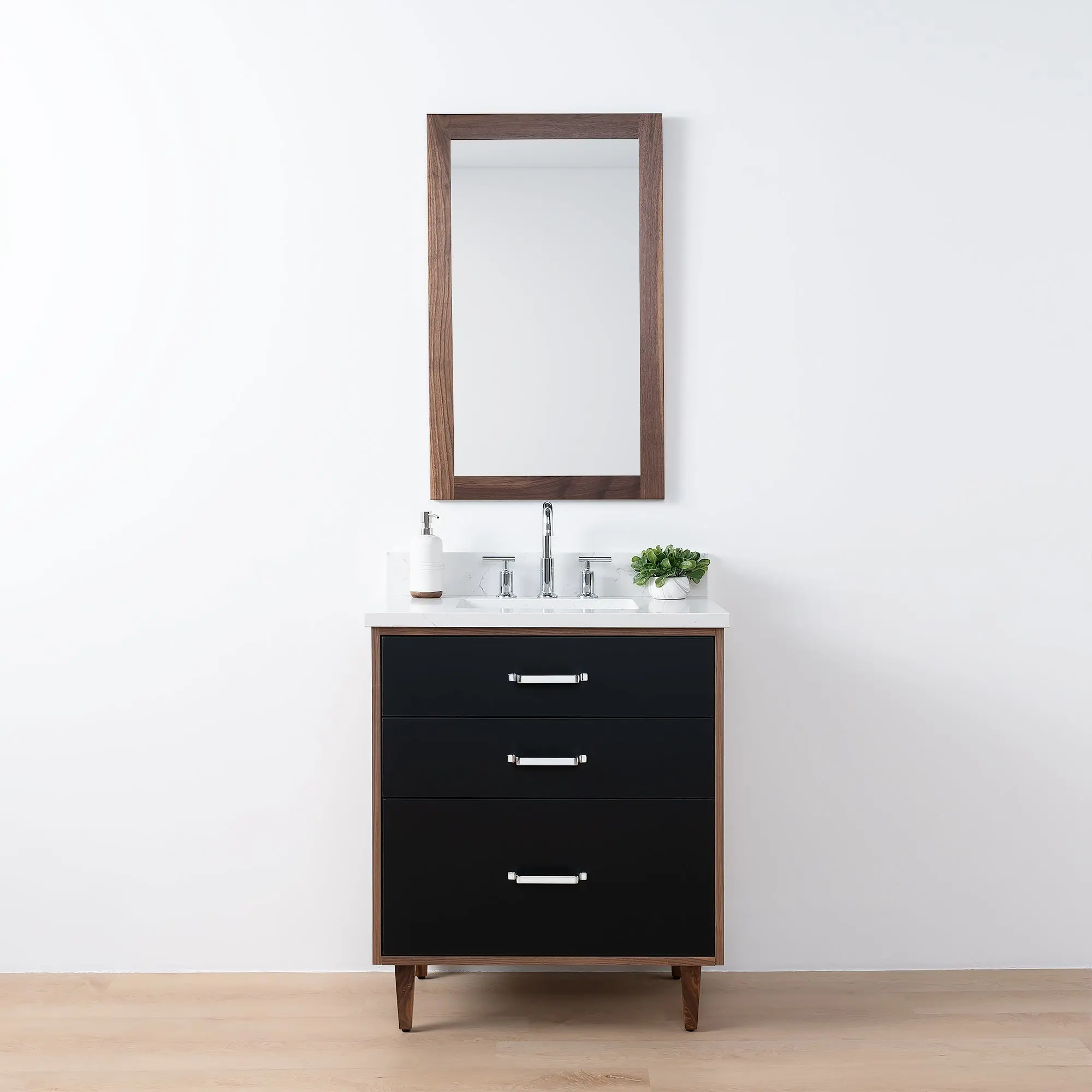 Sidney SLIM 30" Matte Black Bathroom Vanity - All Drawers - Image 2