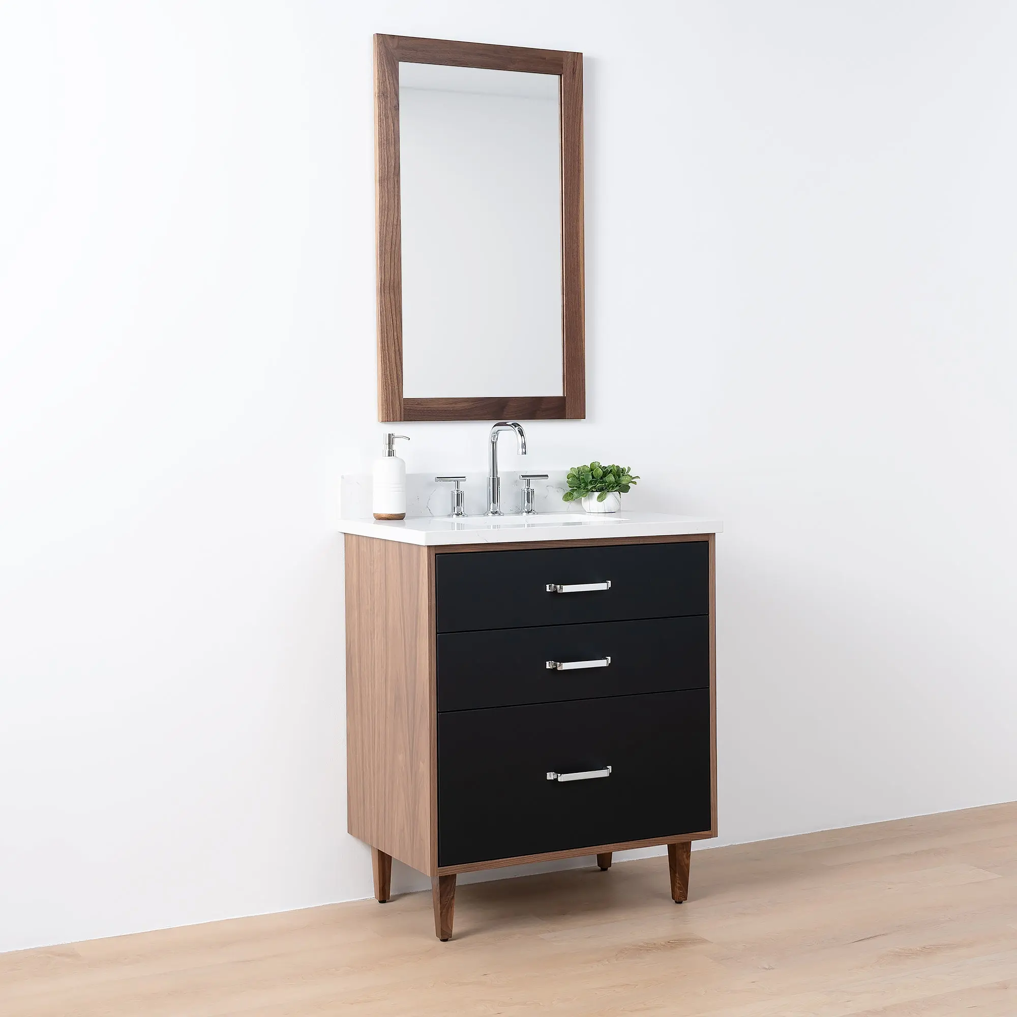 Sidney SLIM 30" Matte Black Bathroom Vanity - All Drawers - Image 4