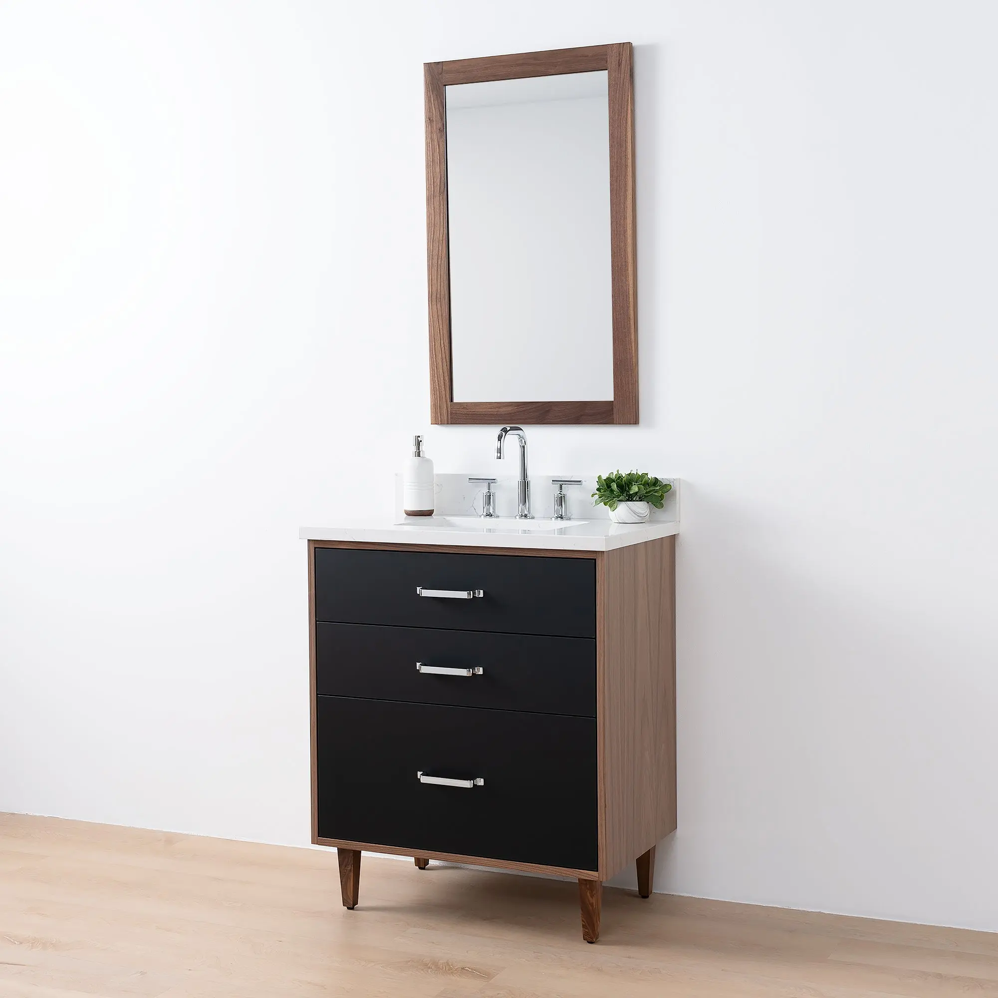Sidney SLIM 30" Matte Black Bathroom Vanity - All Drawers - Image 7