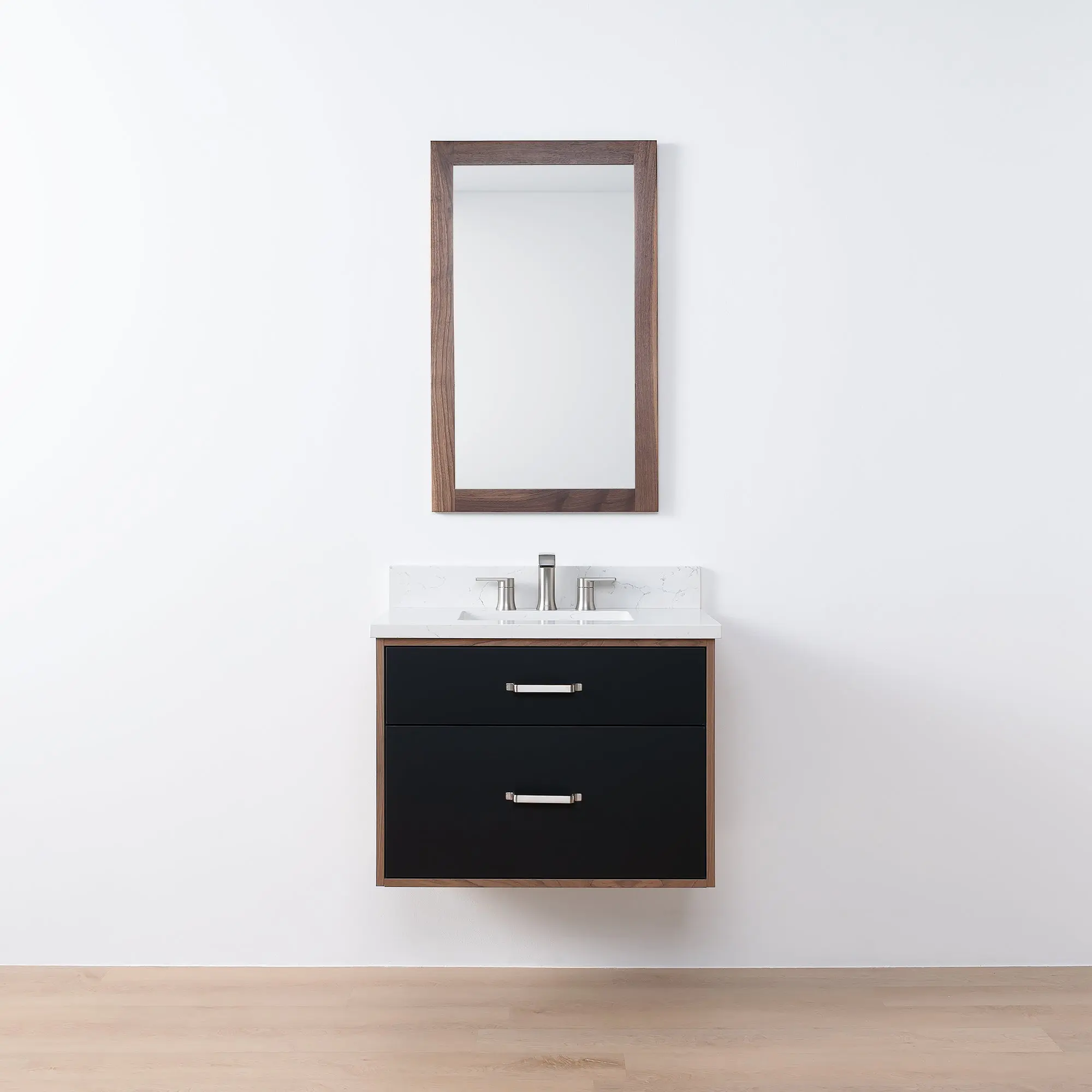 Sidney SLIM 30" Wall Mount Matte Black Bathroom Vanity - All Drawers - Image 14
