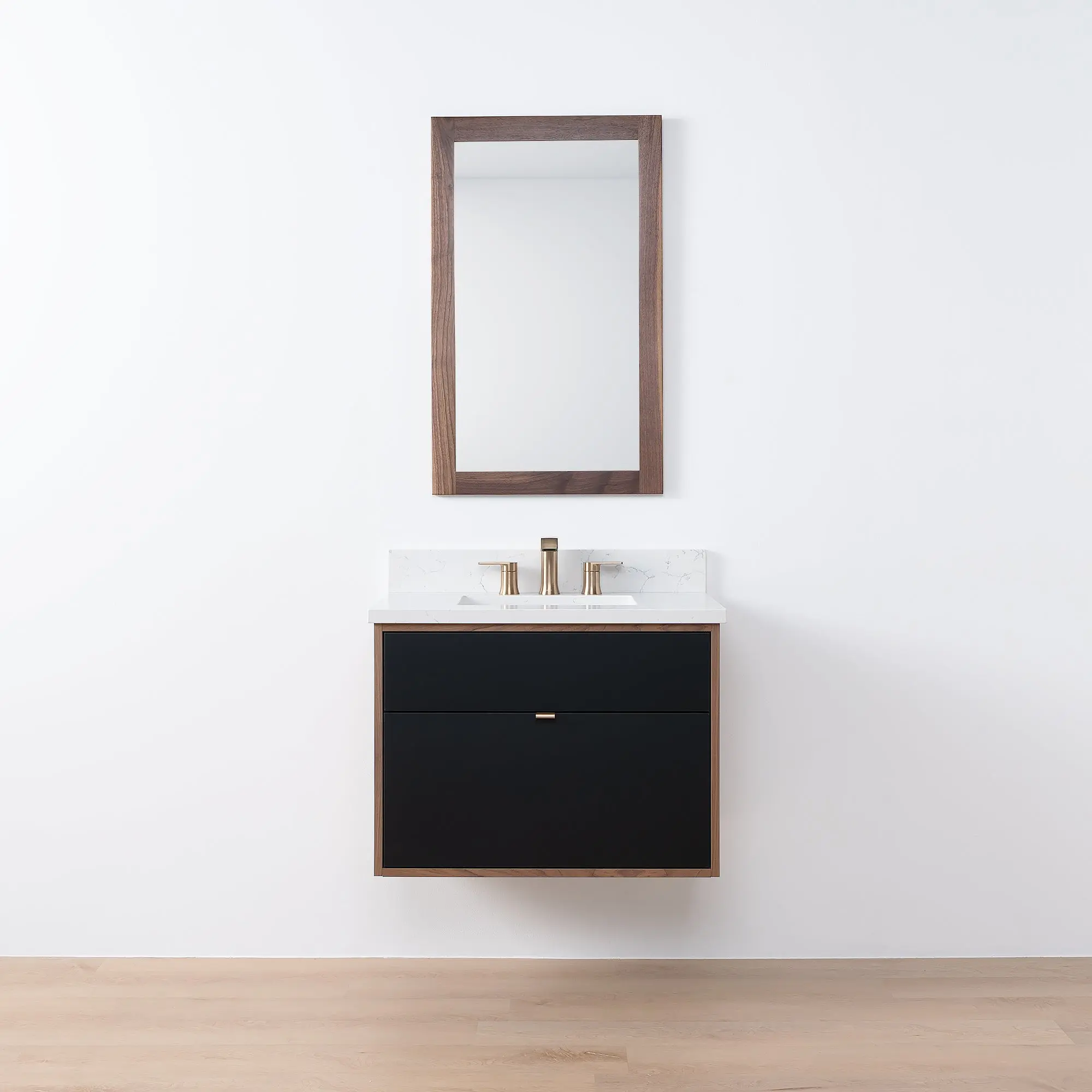 Sidney SLIM 30" Wall Mount Matte Black Bathroom Vanity - All Drawers - Image 17