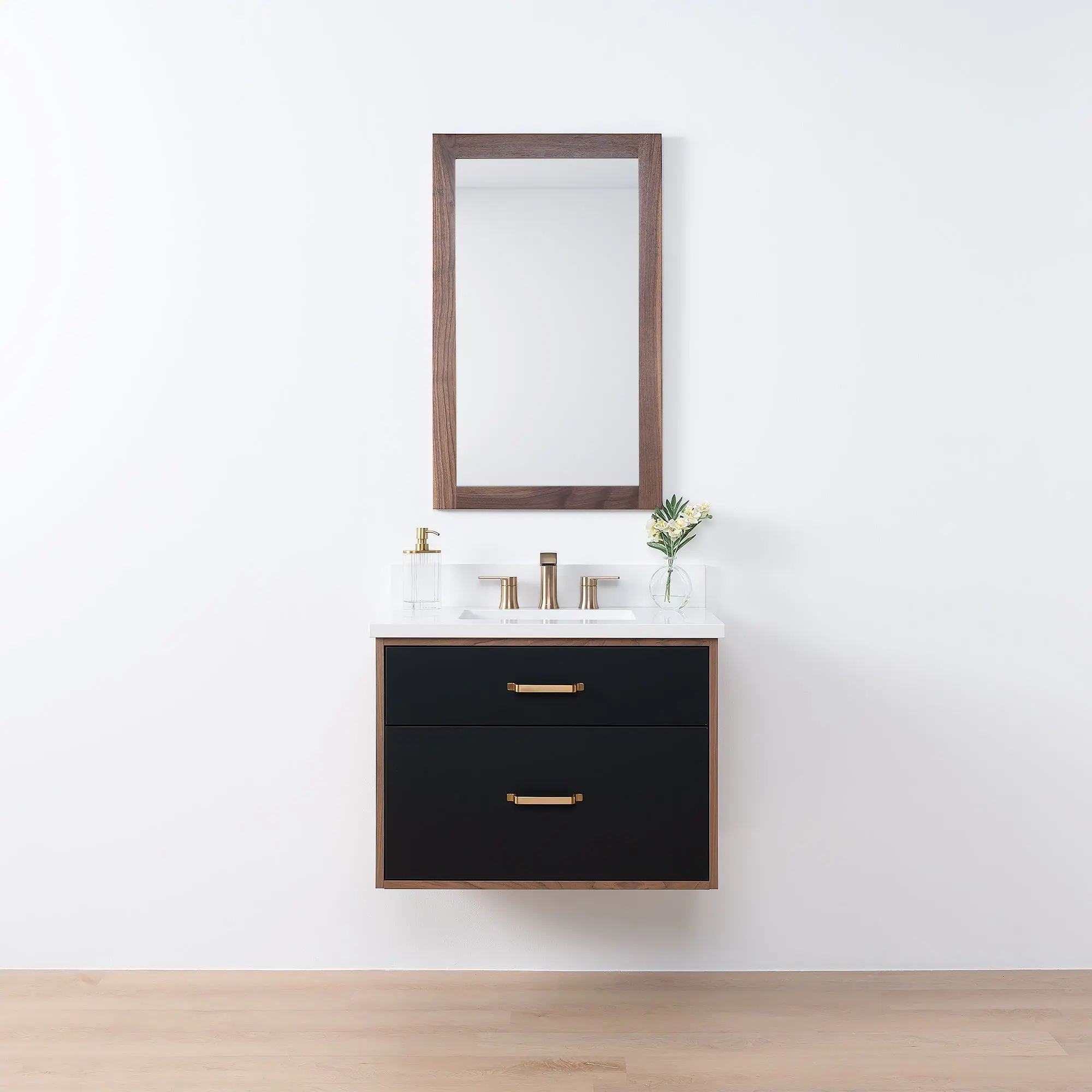 Sidney SLIM 30" Wall Mount Matte Black Bathroom Vanity - All Drawers - Image 2