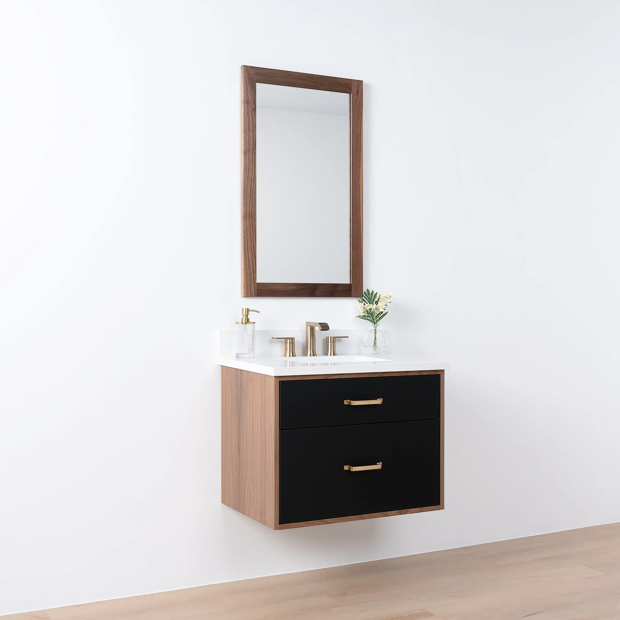 Sidney SLIM 30" Wall Mount Matte Black Bathroom Vanity - All Drawers - Image 4