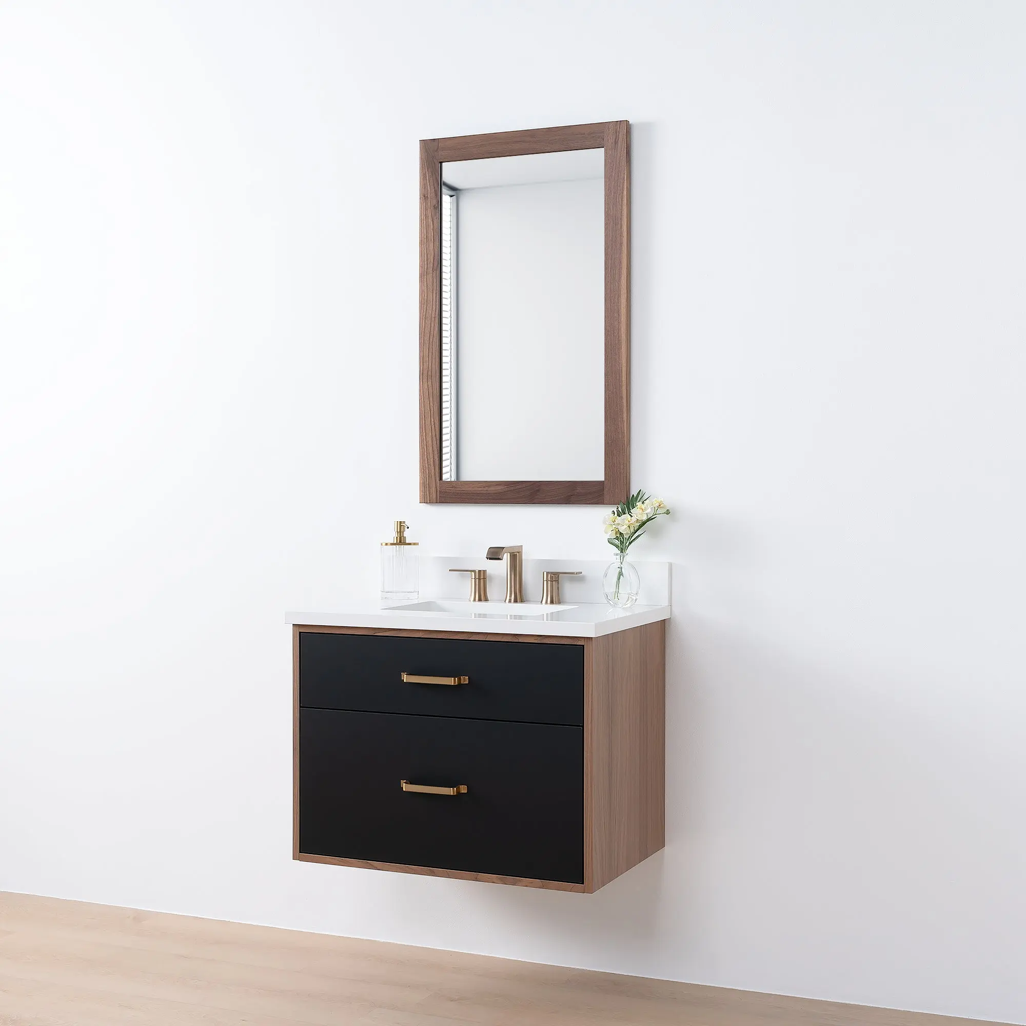 Sidney SLIM 30" Wall Mount Matte Black Bathroom Vanity - All Drawers - Image 6