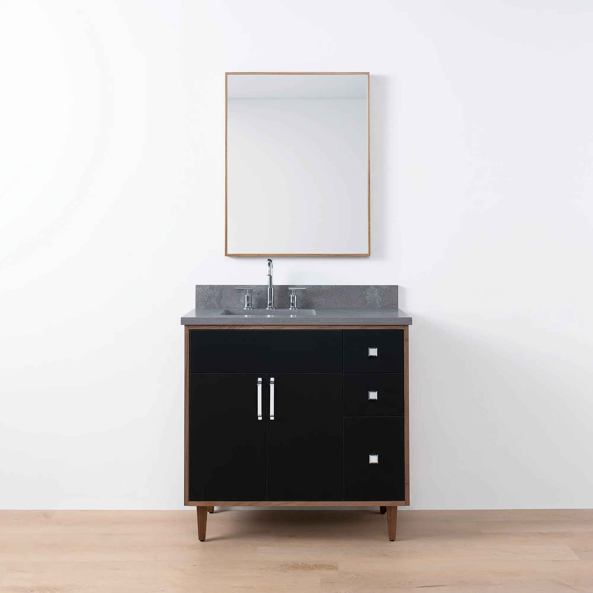 Sidney SLIM 36" Matte Black Bathroom Vanity, Left Sink - Image 14