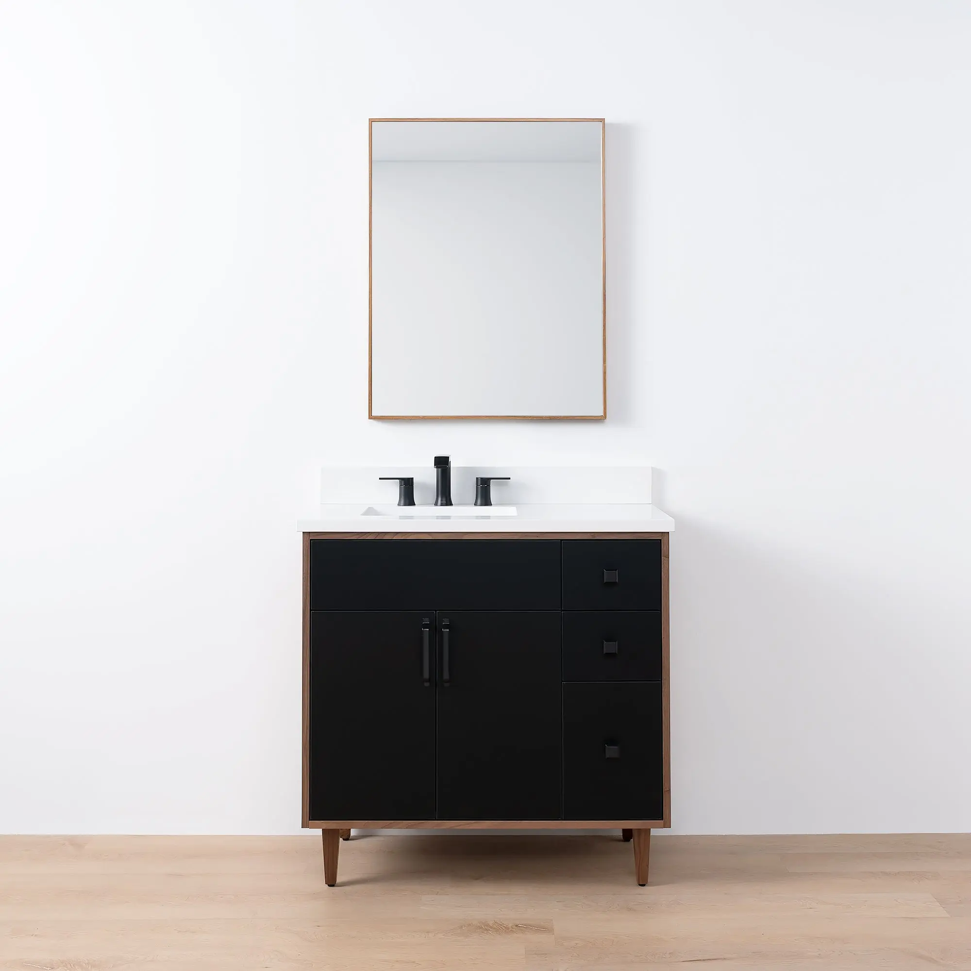 Sidney SLIM 36" Matte Black Bathroom Vanity, Left Sink - Image 17