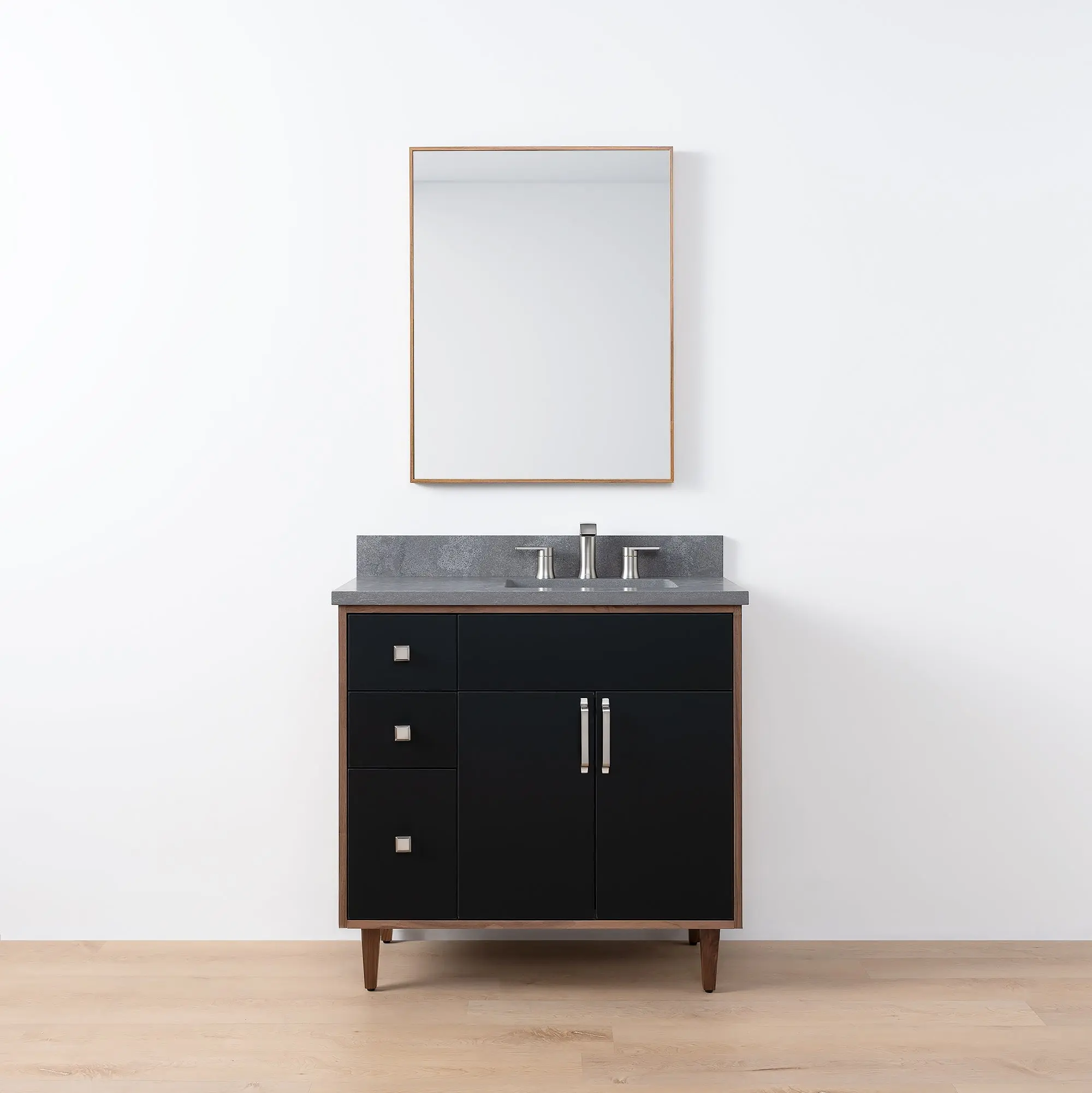 Sidney SLIM 36" Matte Black Bathroom Vanity, Right Sink - Image 15