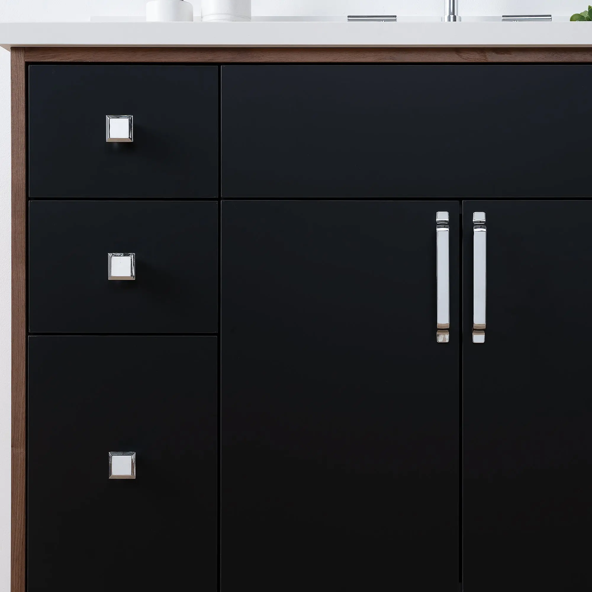 Sidney SLIM 36" Matte Black Bathroom Vanity, Right Sink - Image 8