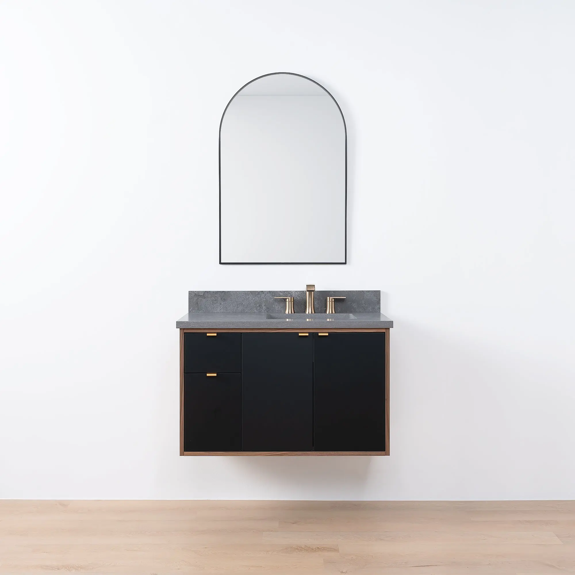 Sidney SLIM 36" Wall Mount Matte Black Bathroom Vanity, Right Sink - Image 18