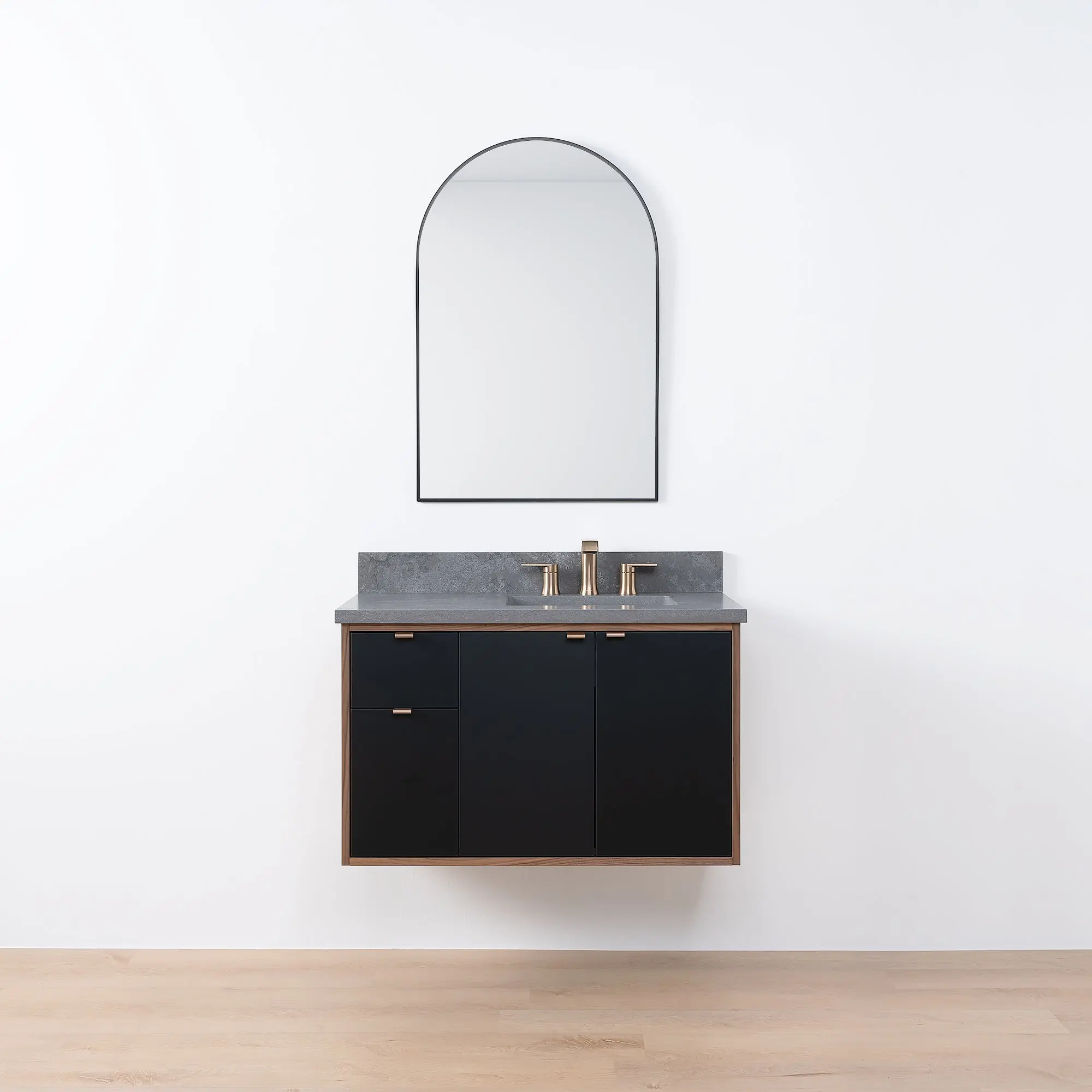 Sidney SLIM 36" Wall Mount Matte Black Bathroom Vanity, Right Sink - Image 20
