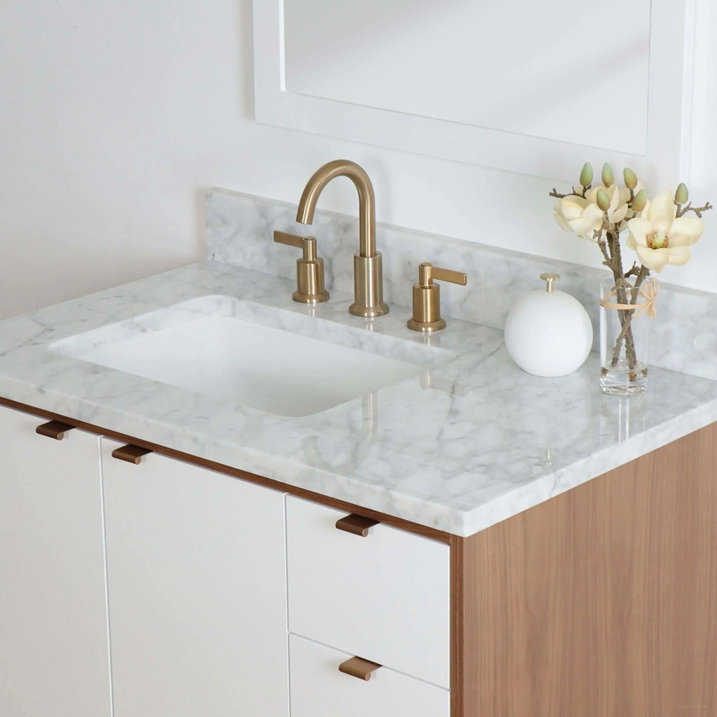 Sidney SLIM 36" Wall Mount Gloss White Bathroom Vanity, Left Sink - Image 10