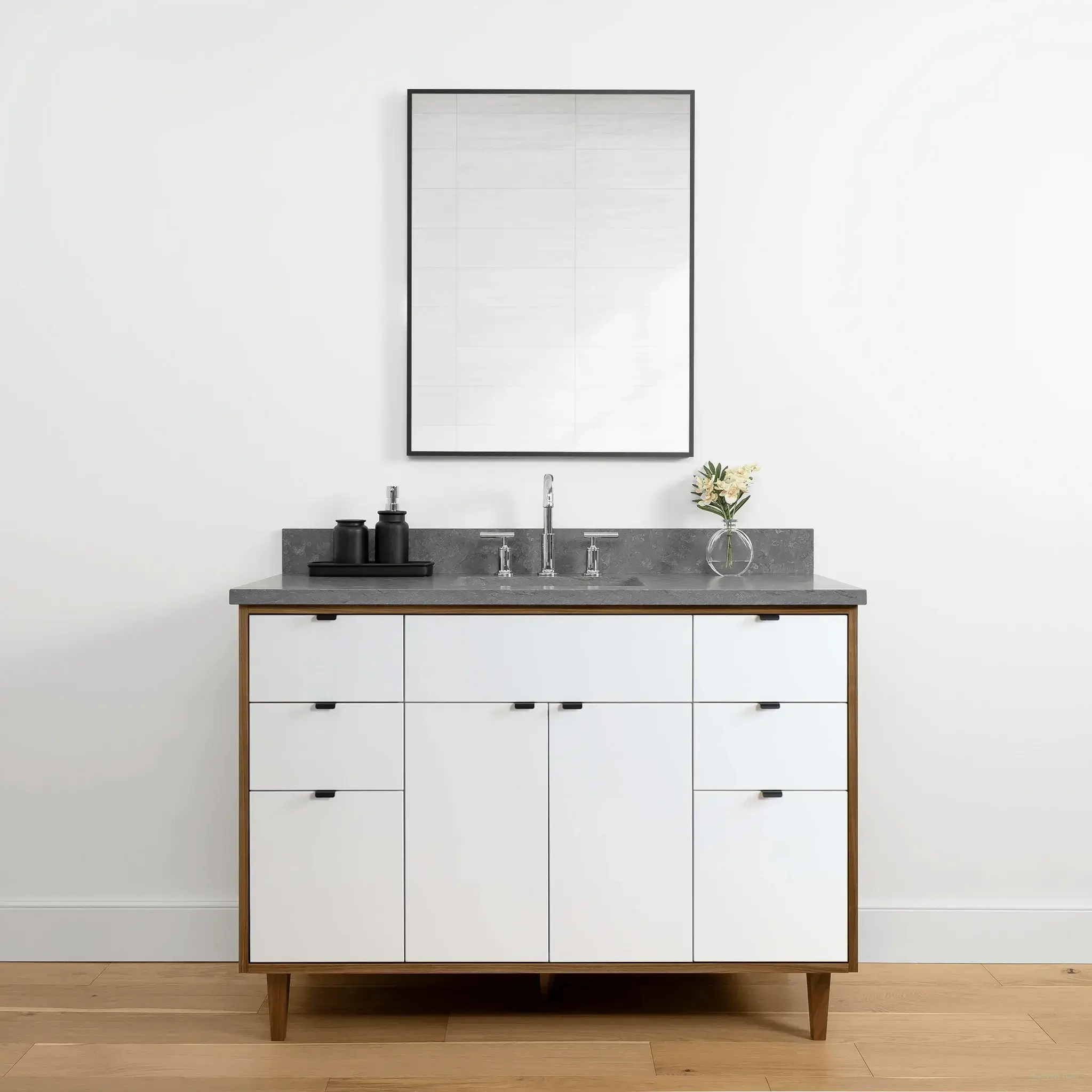 Sidney 48" Gloss White Bathroom Vanity - Image 14