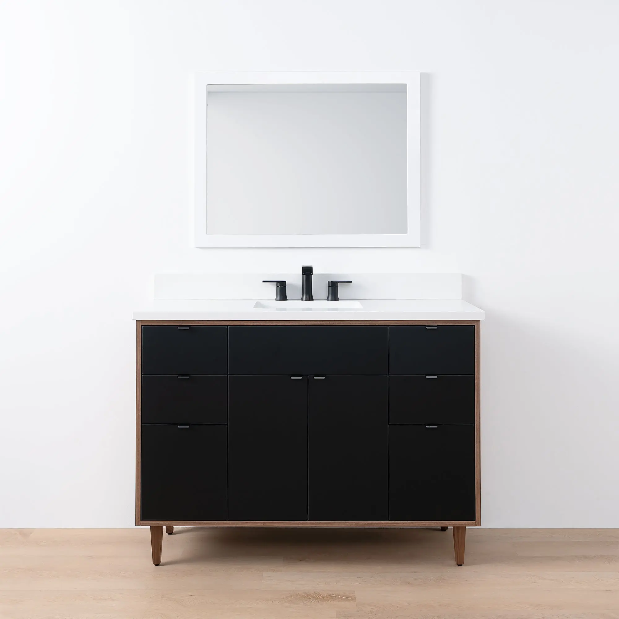 Sidney SLIM 48" Matte Black Bathroom Vanity - Image 3