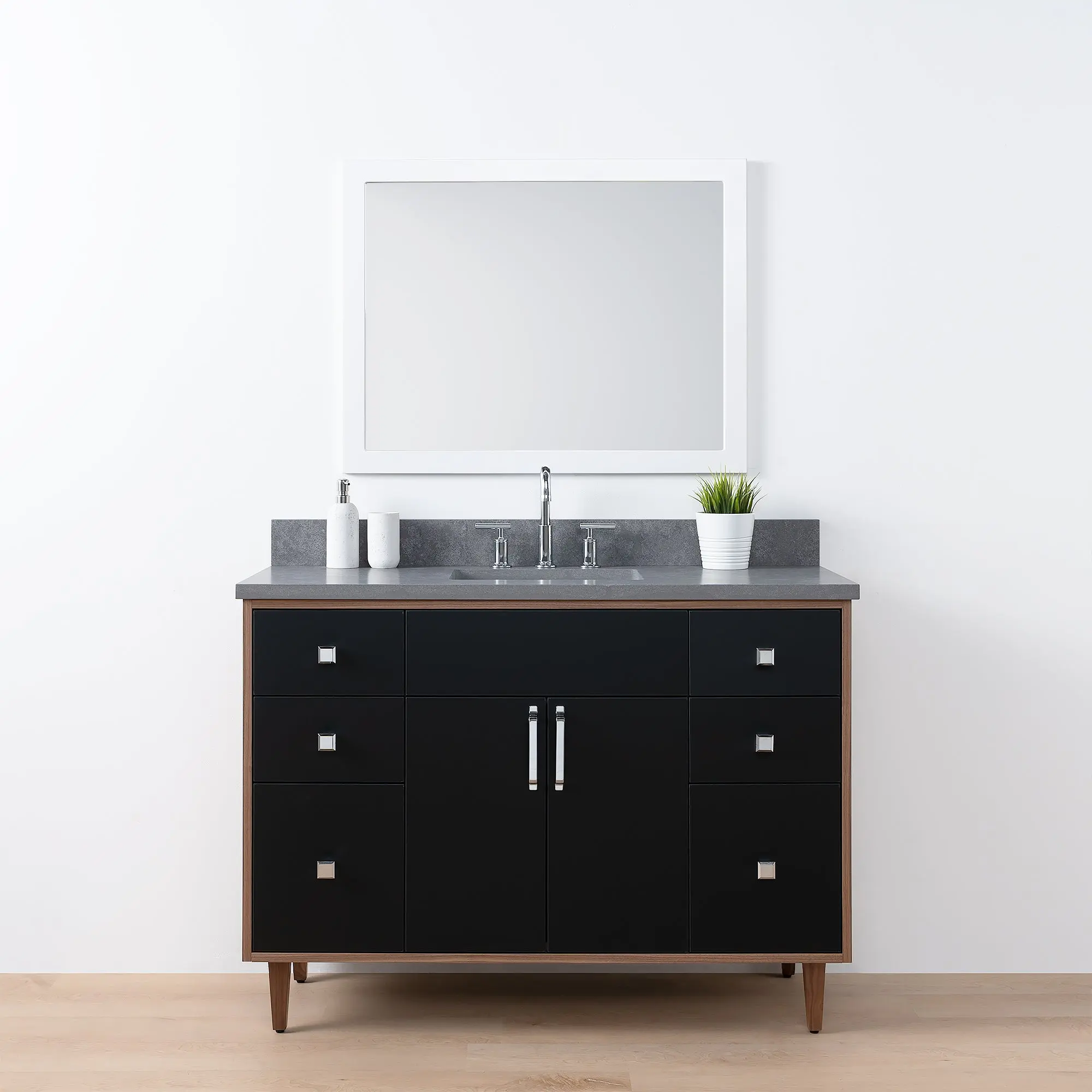 Sidney SLIM 48" Matte Black Bathroom Vanity - Image 4
