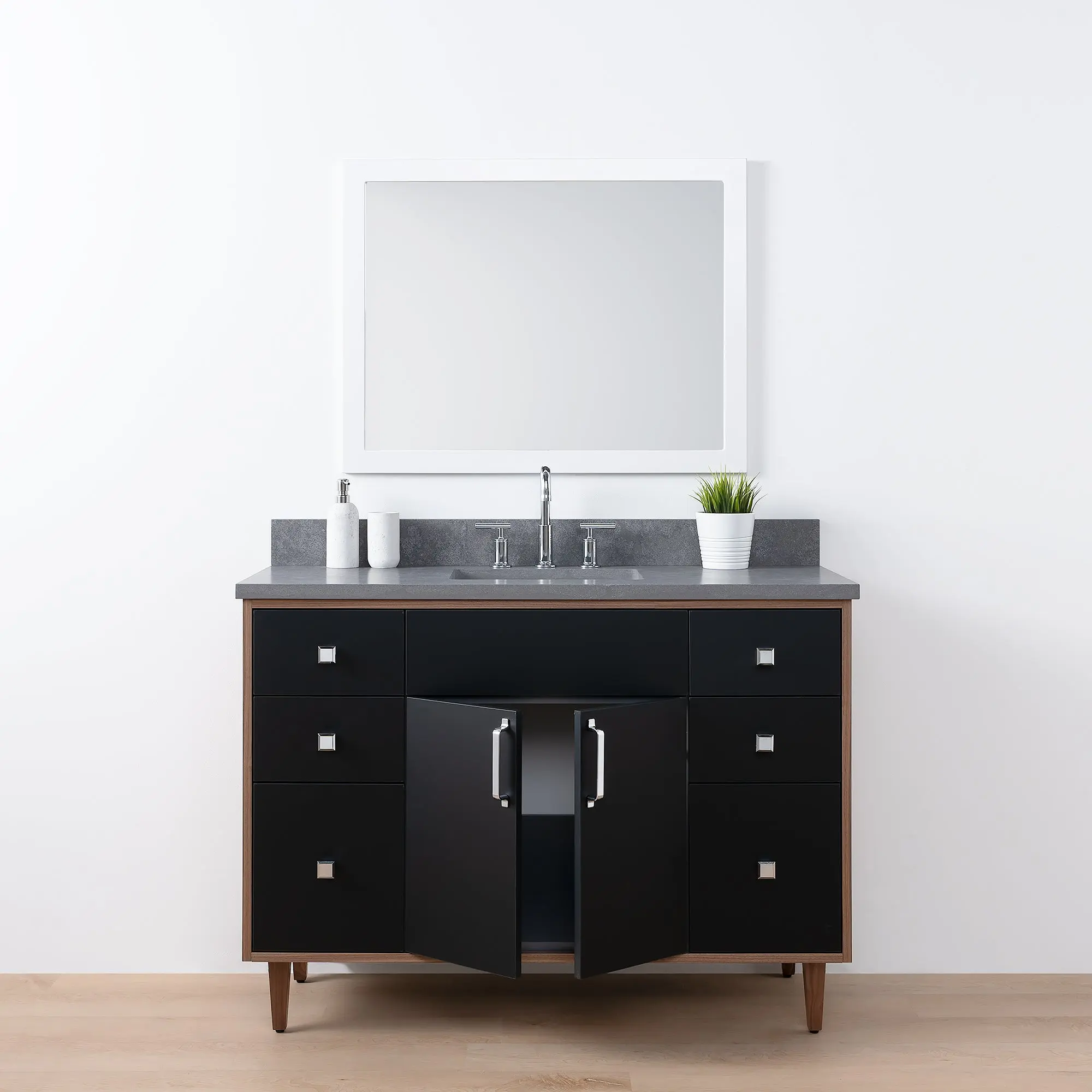 Sidney SLIM 48" Matte Black Bathroom Vanity - Image 5