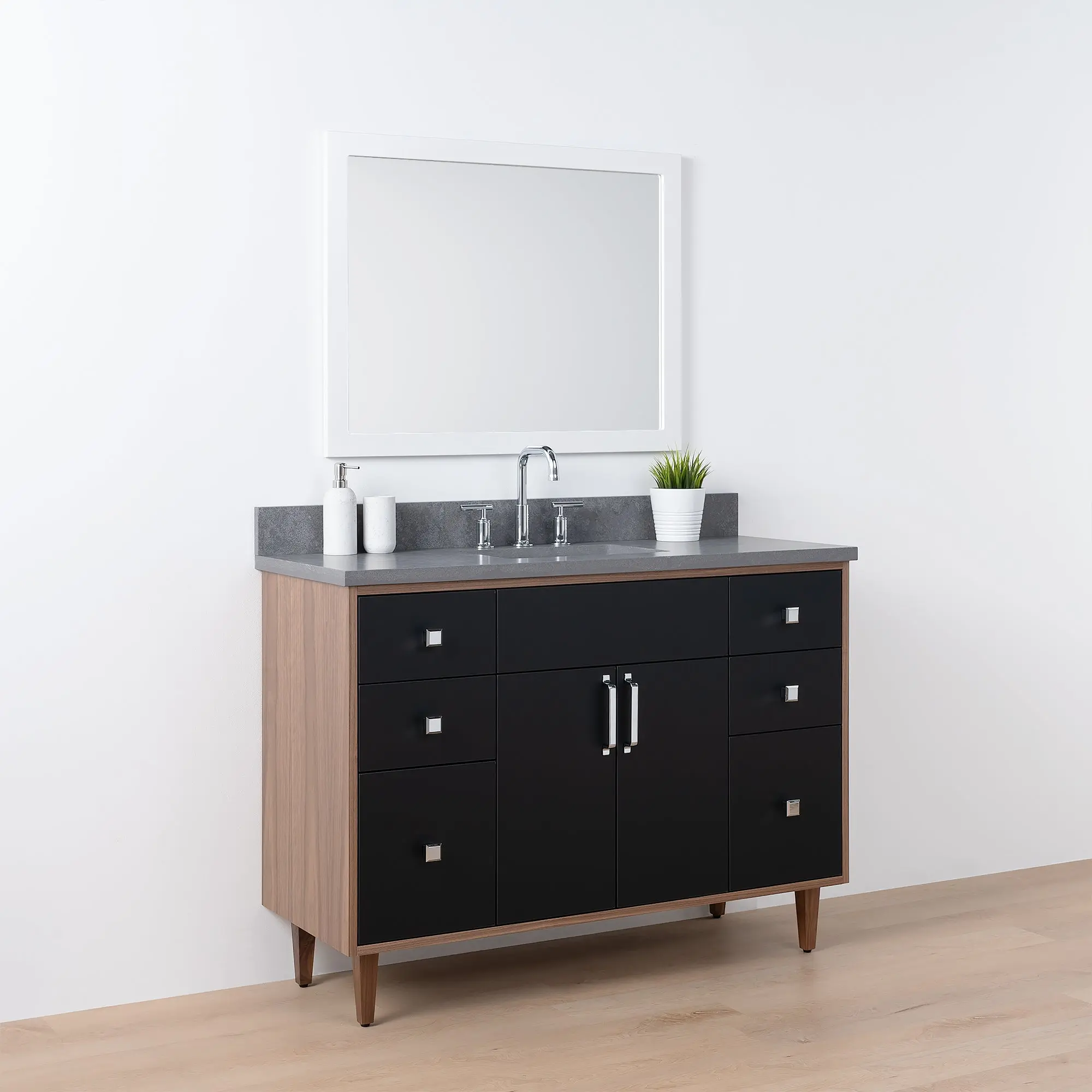 Sidney SLIM 48" Matte Black Bathroom Vanity - Image 6