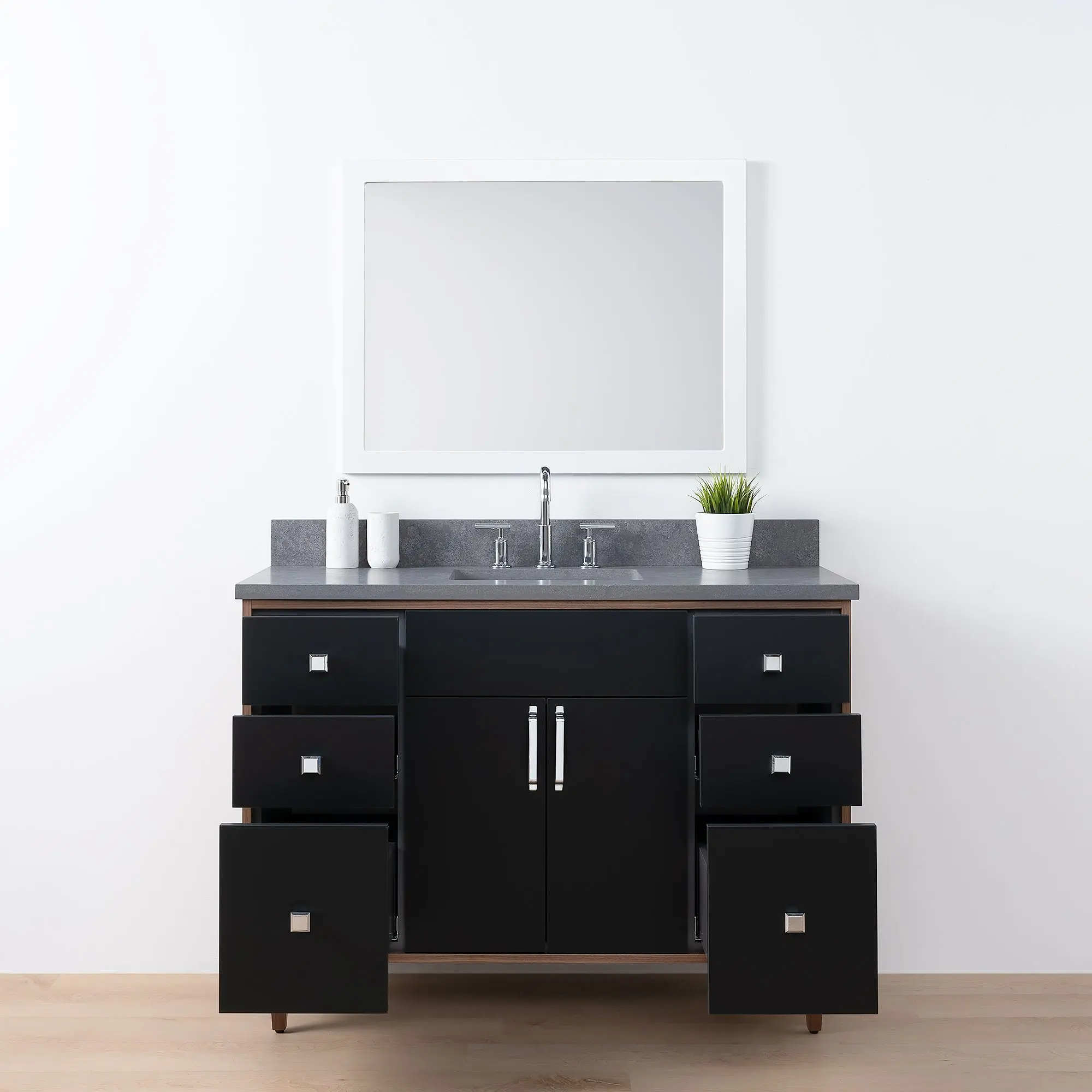 Sidney SLIM 48" Matte Black Bathroom Vanity - Image 7