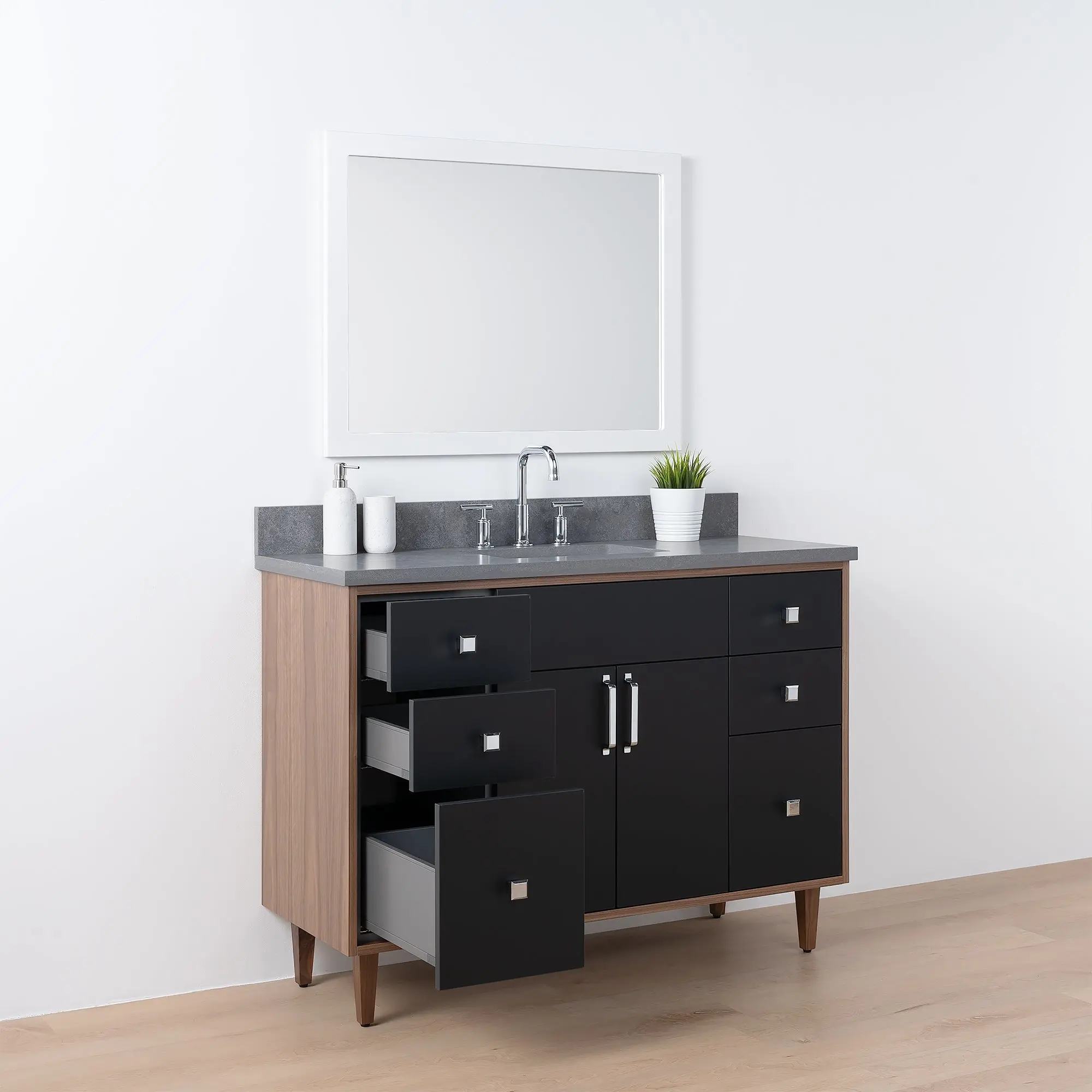 Sidney SLIM 48" Matte Black Bathroom Vanity - Image 8