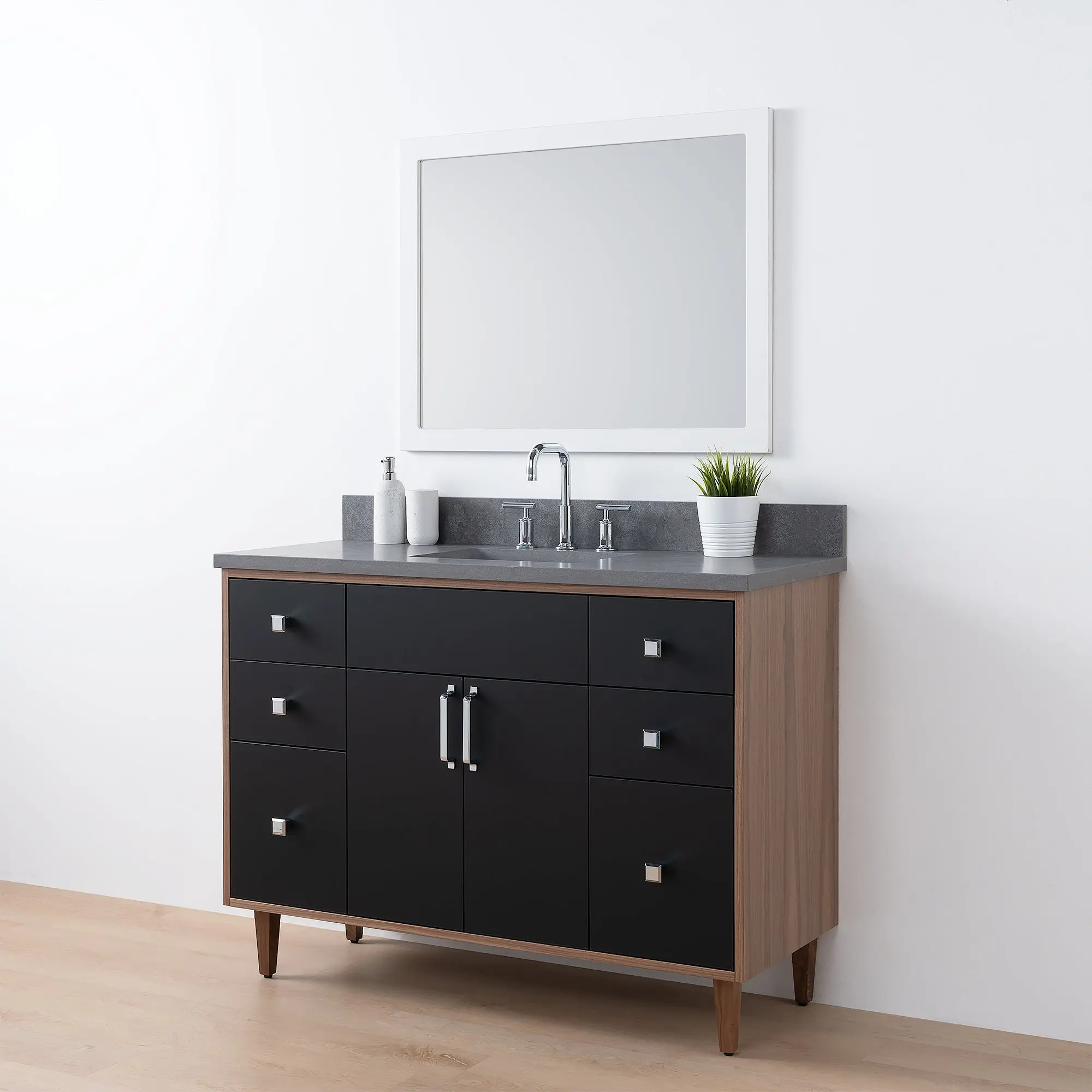 Sidney SLIM 48" Matte Black Bathroom Vanity - Image 9