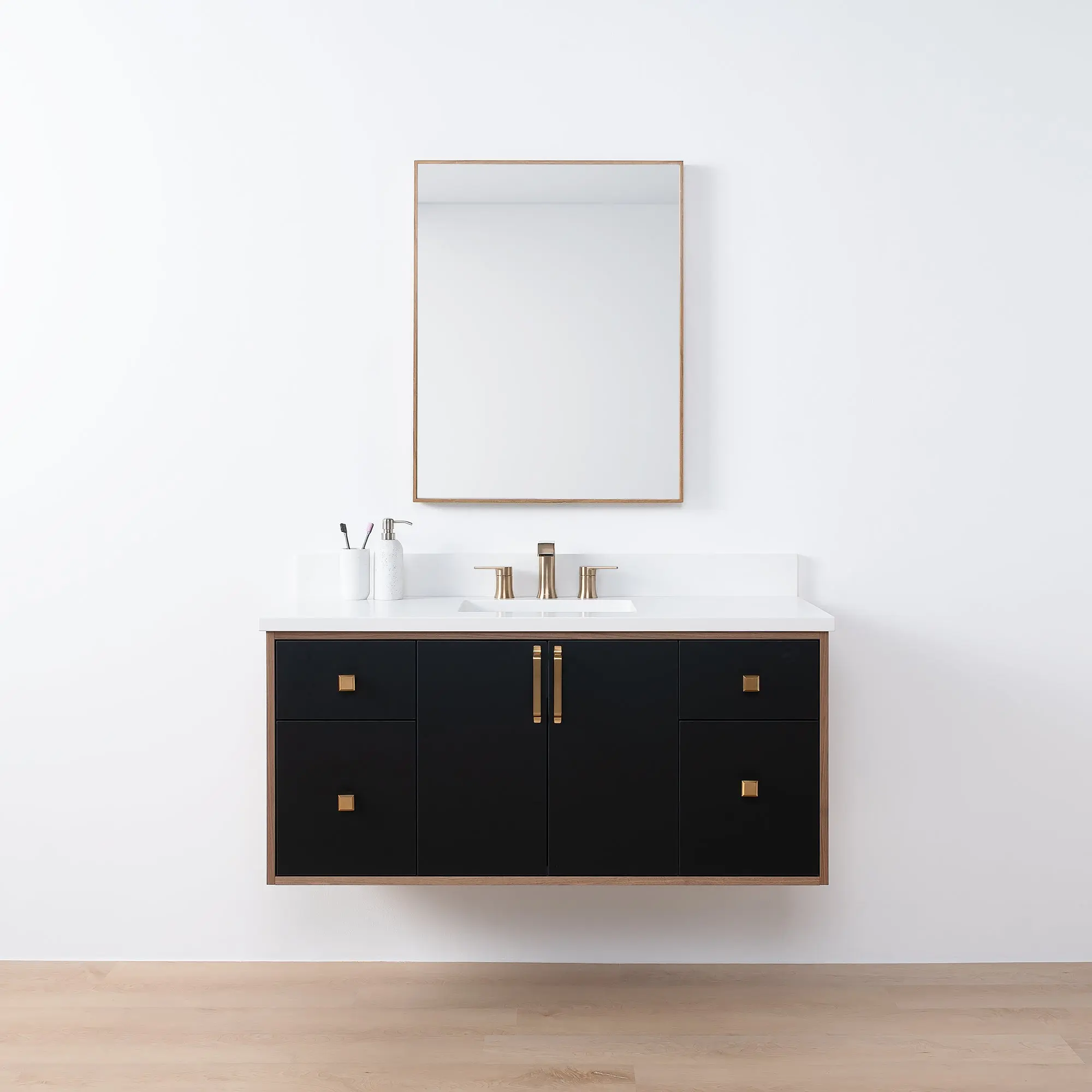 Sidney SLIM 48" Wall Mount Matte Black Bathroom Vanity - Image 16