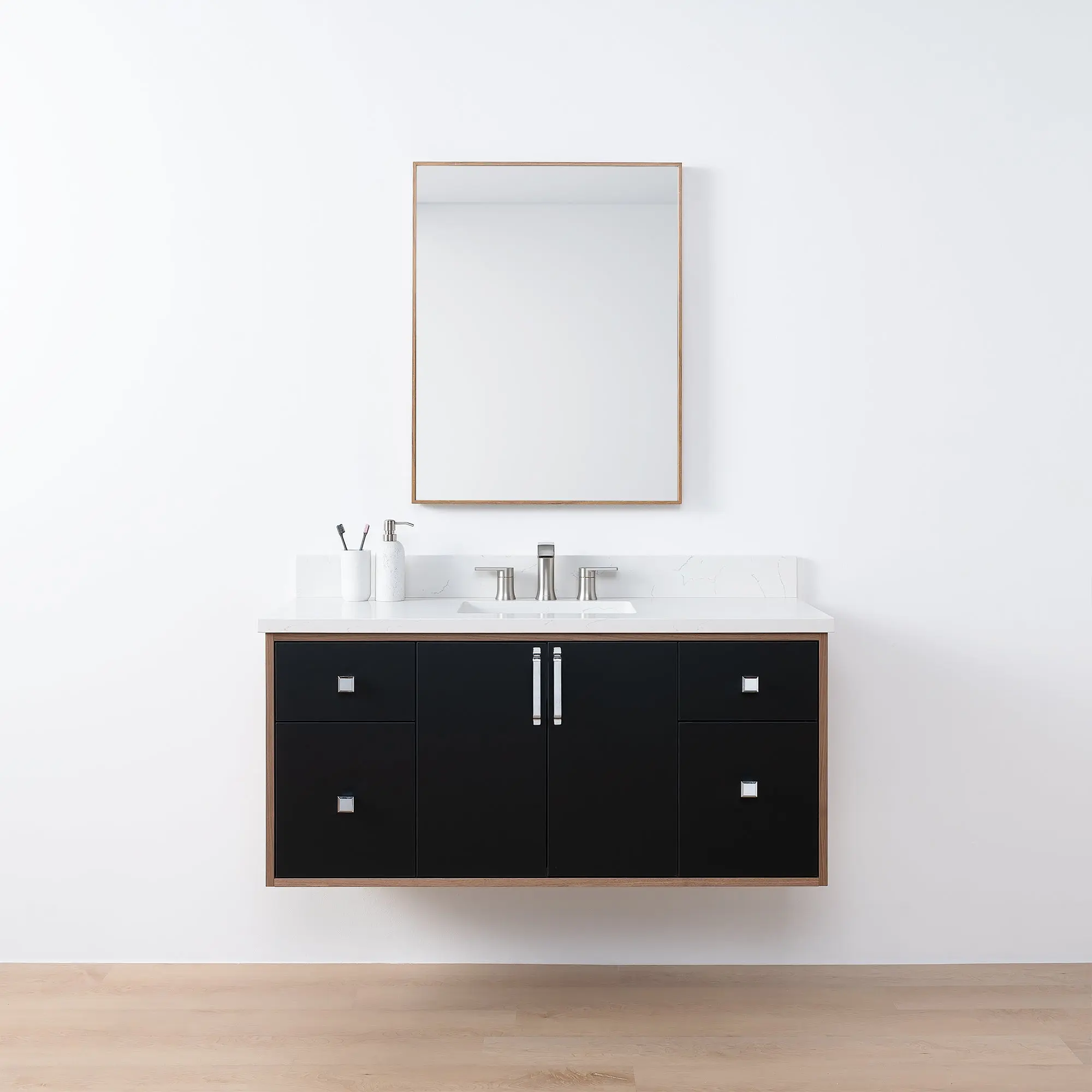 Sidney SLIM 48" Wall Mount Matte Black Bathroom Vanity - Image 17