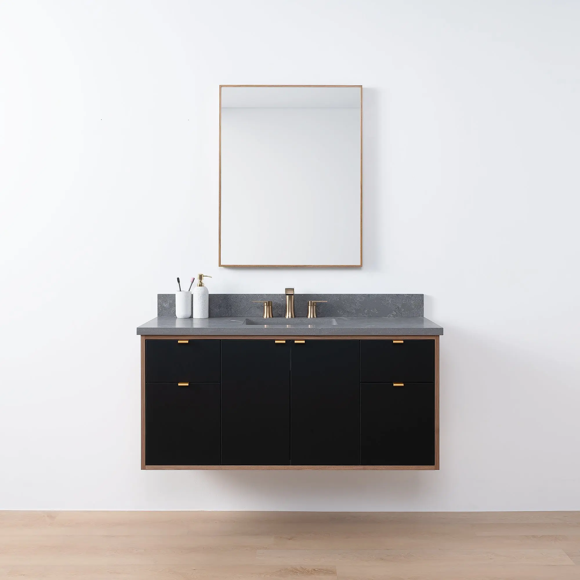 Sidney SLIM 48" Wall Mount Matte Black Bathroom Vanity - Image 19