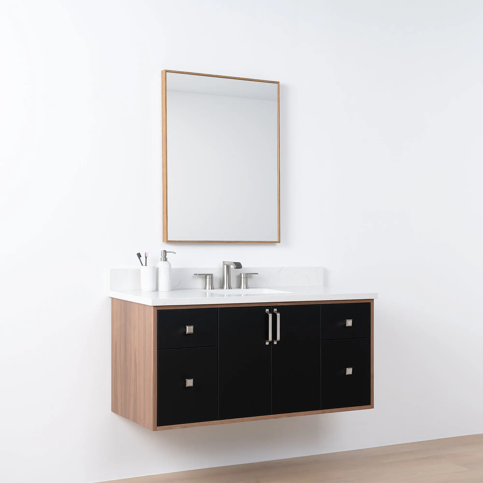 Sidney SLIM 48" Wall Mount Matte Black Bathroom Vanity - Image 5