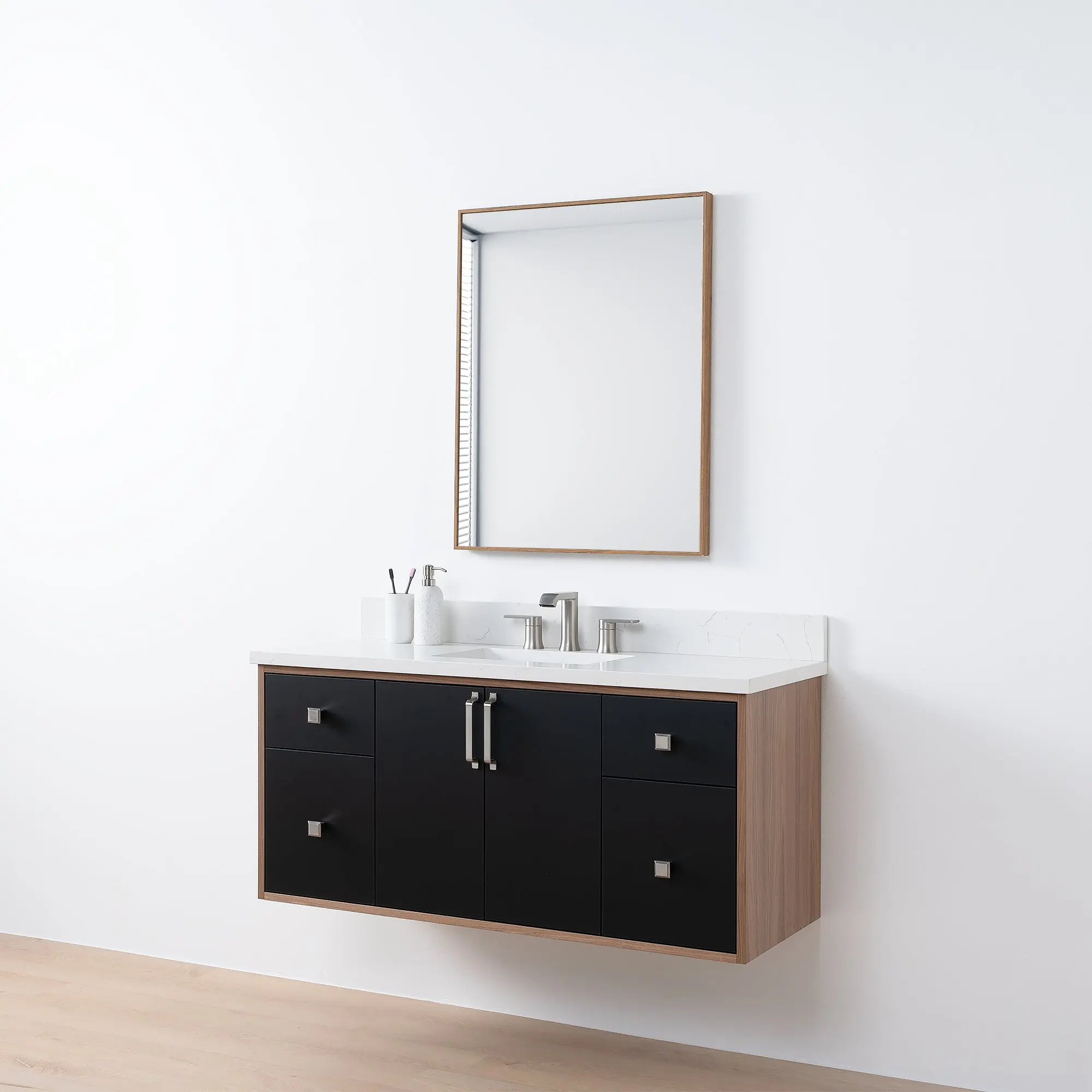 Sidney SLIM 48" Wall Mount Matte Black Bathroom Vanity - Image 7