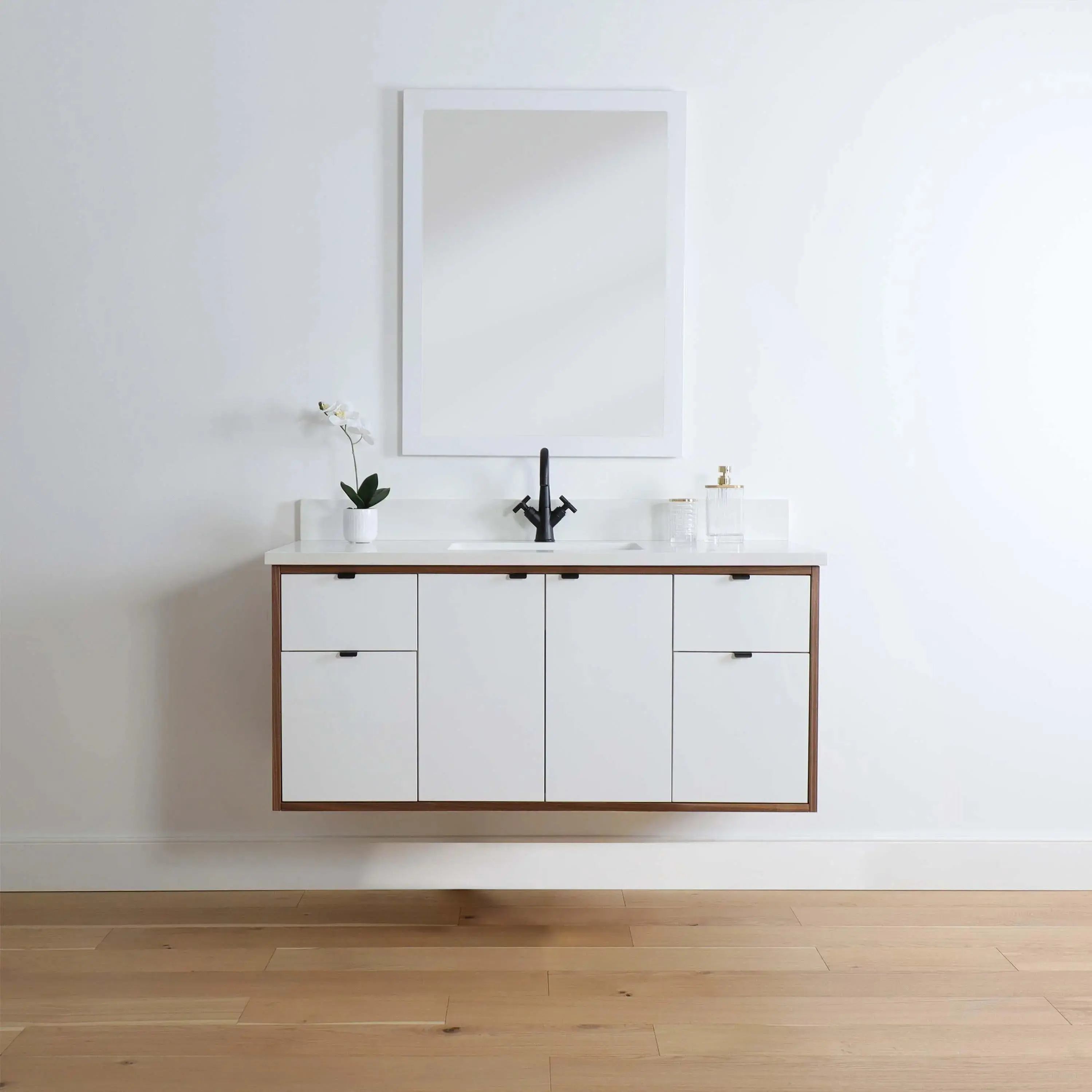 Sidney 48" Wall Mount Gloss White Bathroom Vanity - Image 8