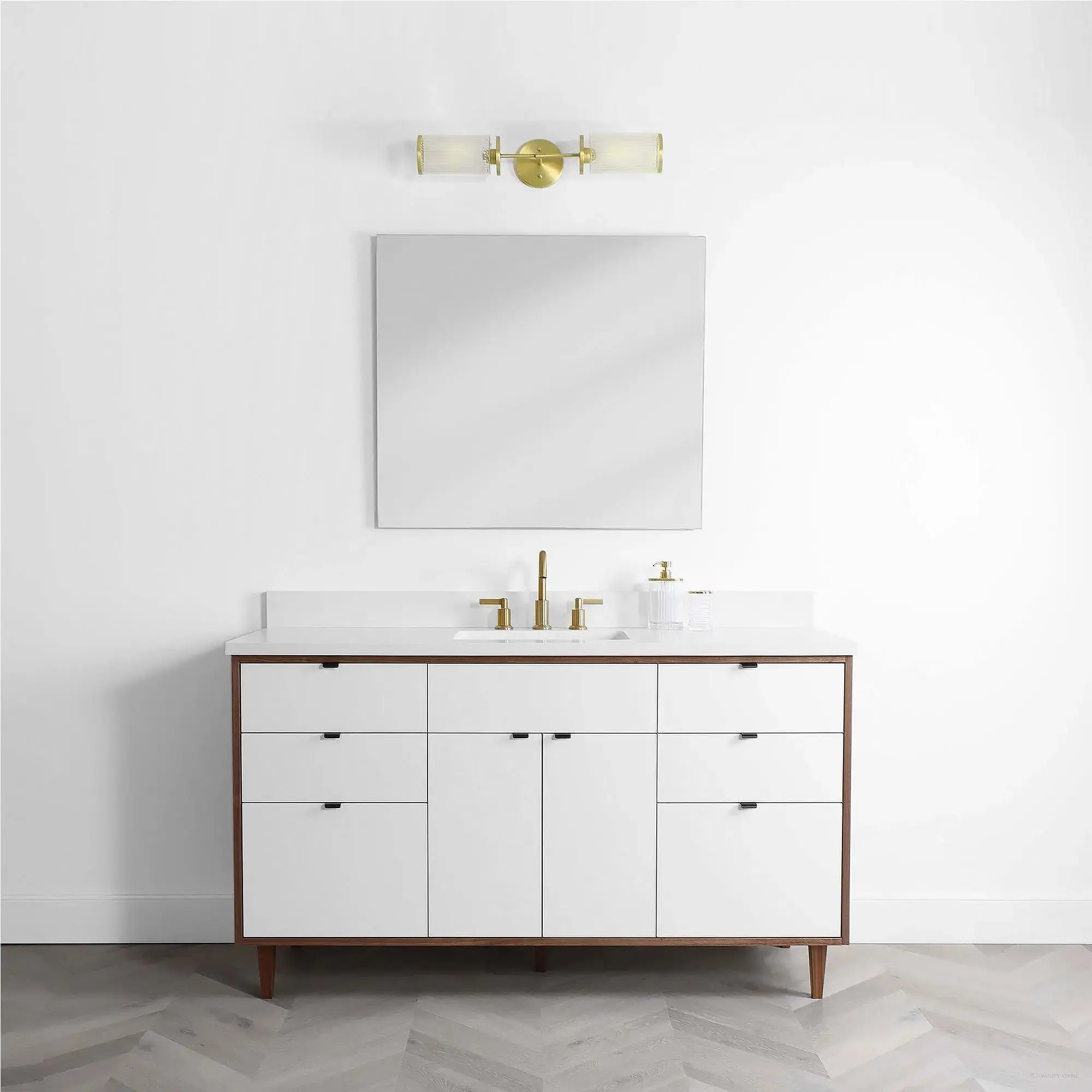 Sidney 60" Gloss White Bathroom Vanity - Image 2