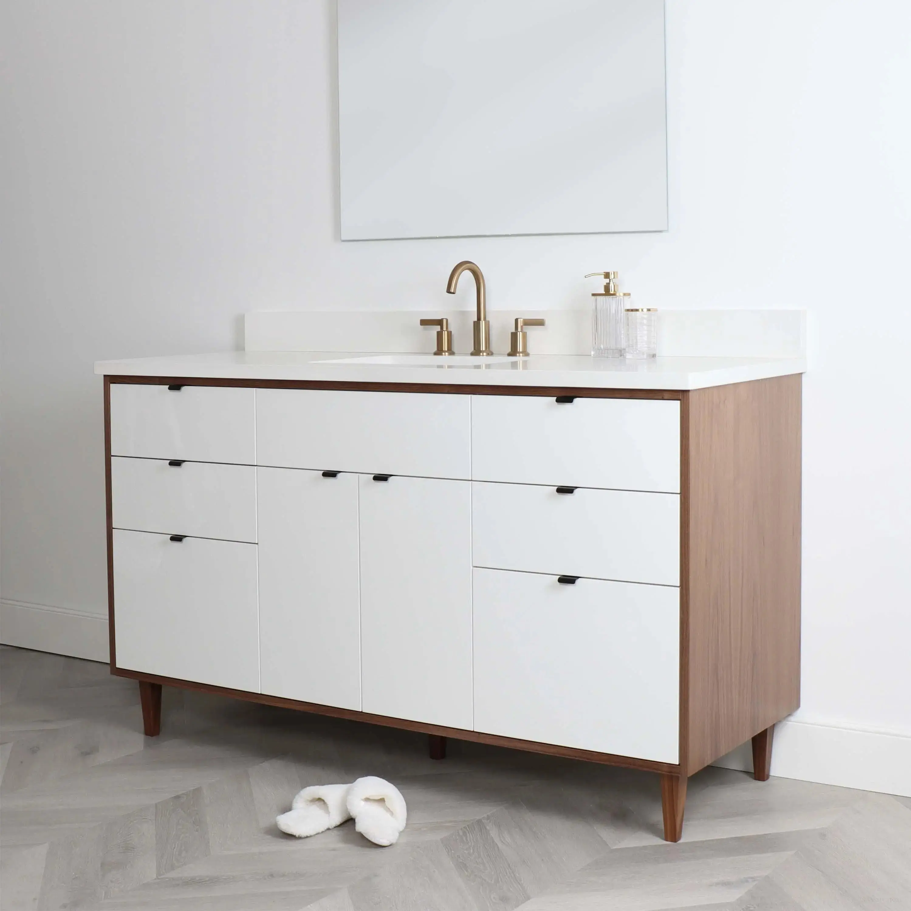 Sidney 60" Gloss White Bathroom Vanity - Image 3