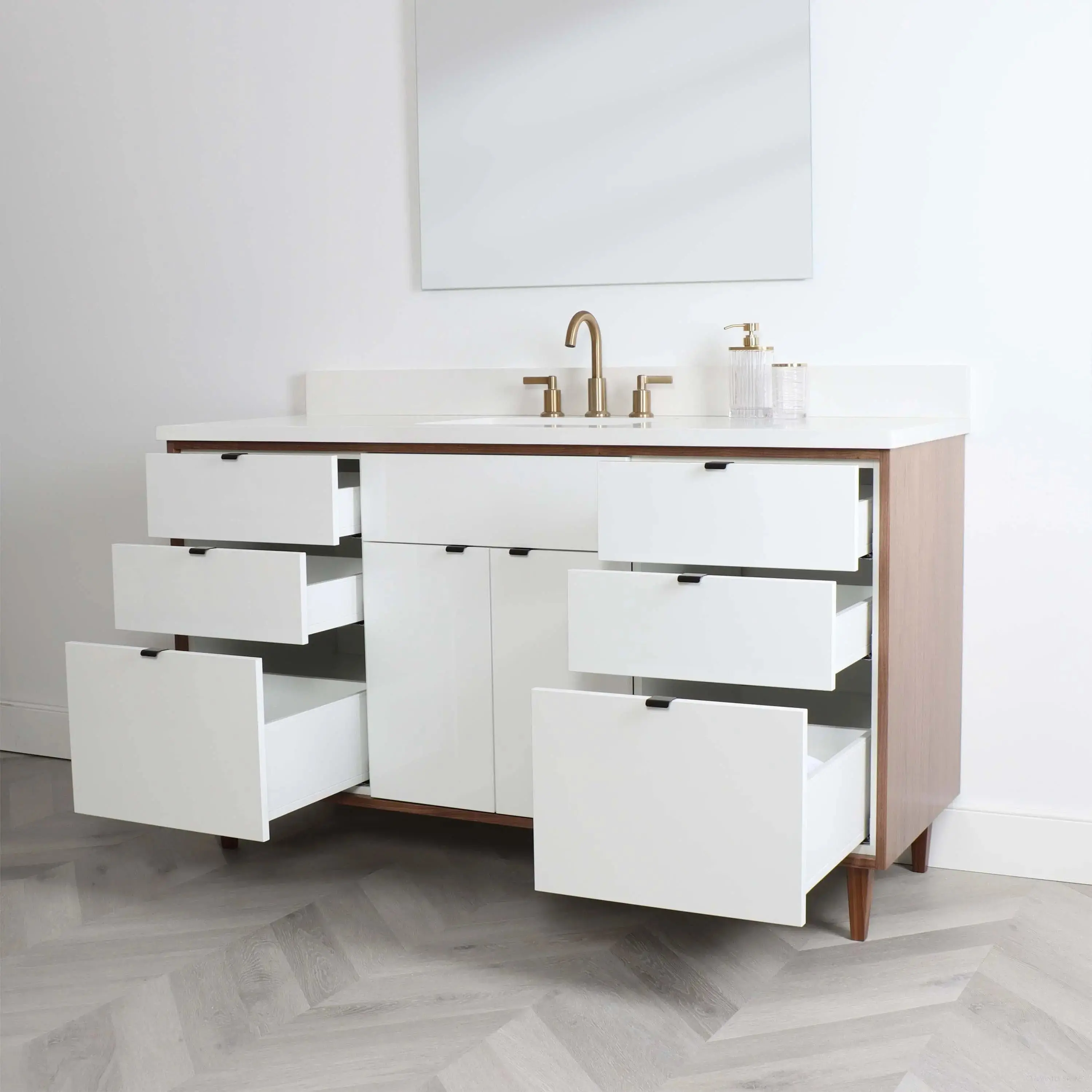Sidney 60" Gloss White Bathroom Vanity - Image 7