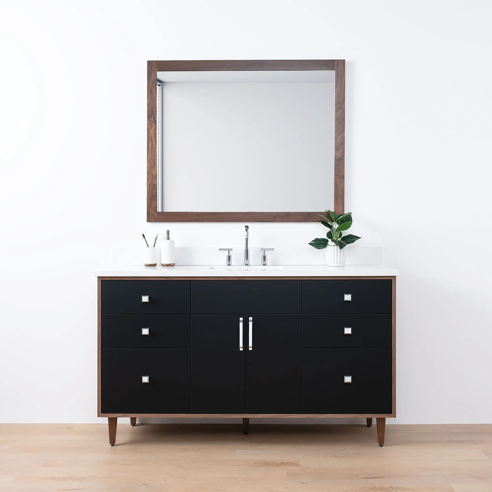 Sidney SLIM 60" Matte Black Bathroom Vanity - Image 2