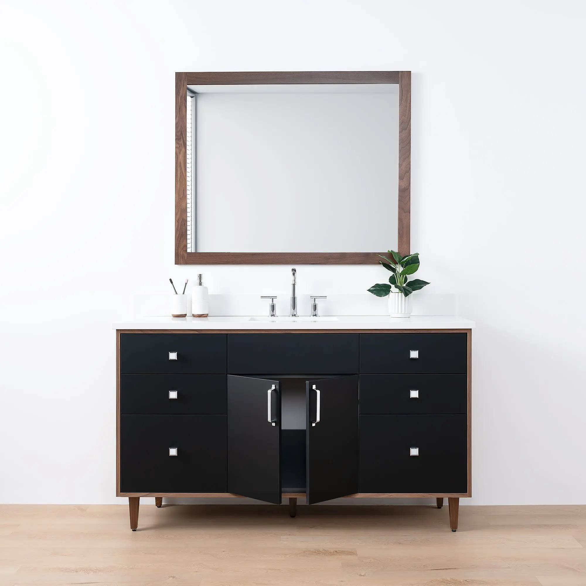 Sidney SLIM 60" Matte Black Bathroom Vanity - Image 3