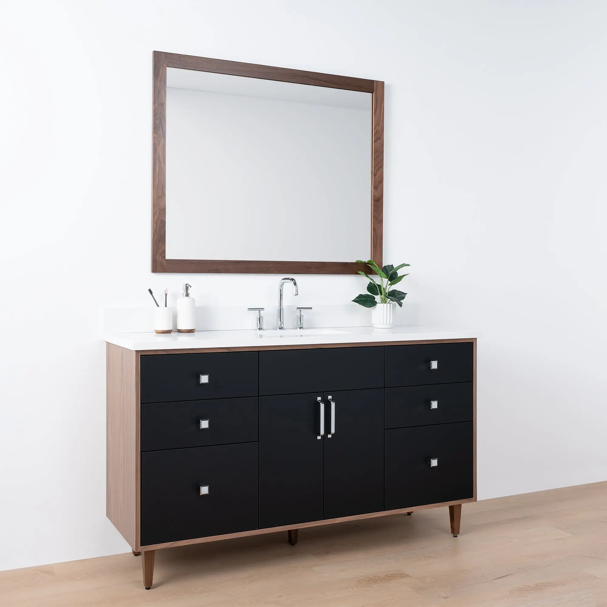Sidney SLIM 60" Matte Black Bathroom Vanity - Image 4