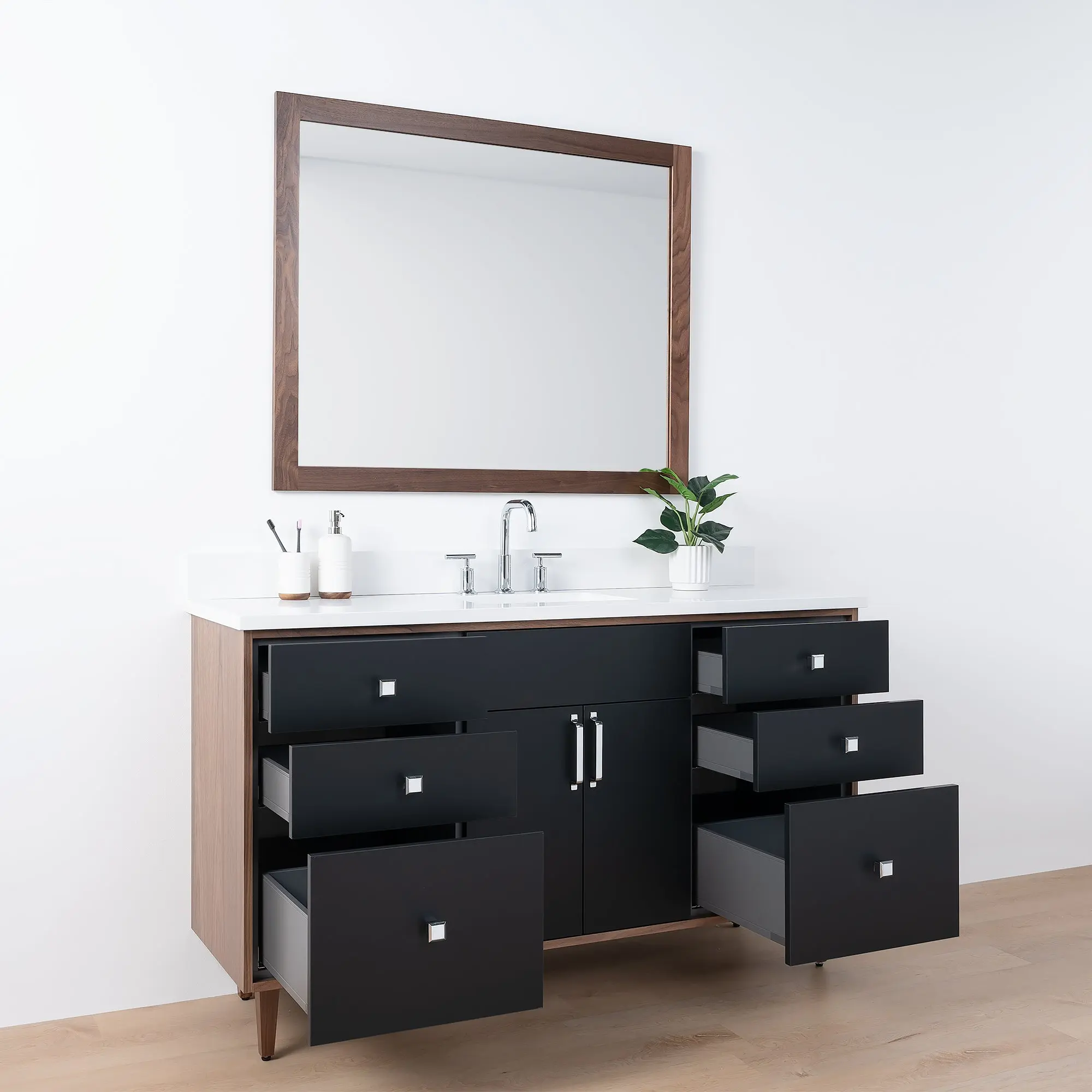Sidney SLIM 60" Matte Black Bathroom Vanity - Image 5