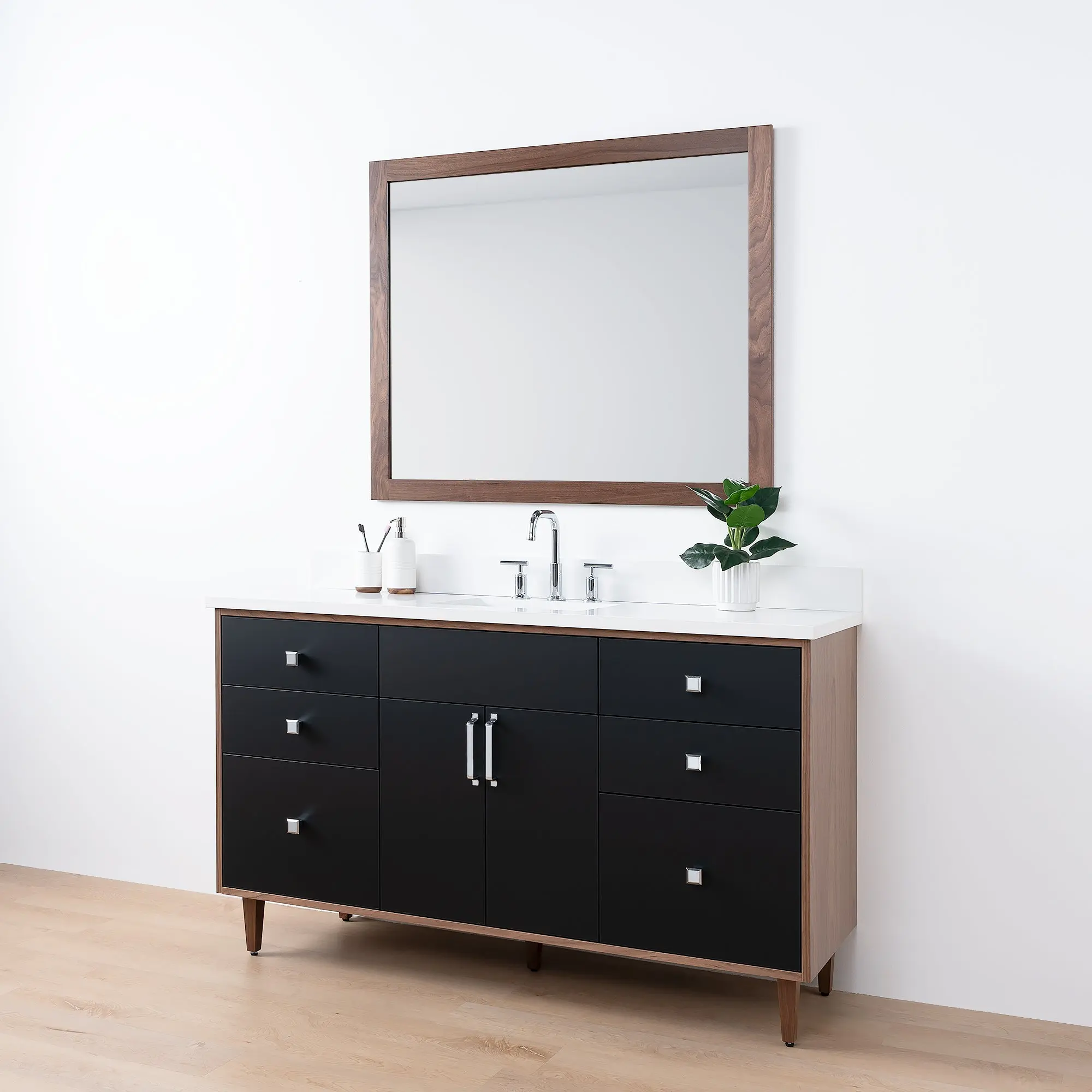 Sidney SLIM 60" Matte Black Bathroom Vanity - Image 6