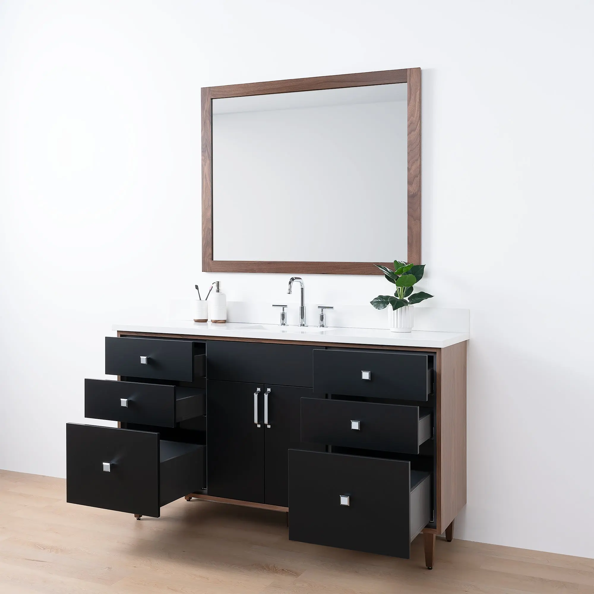 Sidney SLIM 60" Matte Black Bathroom Vanity - Image 7